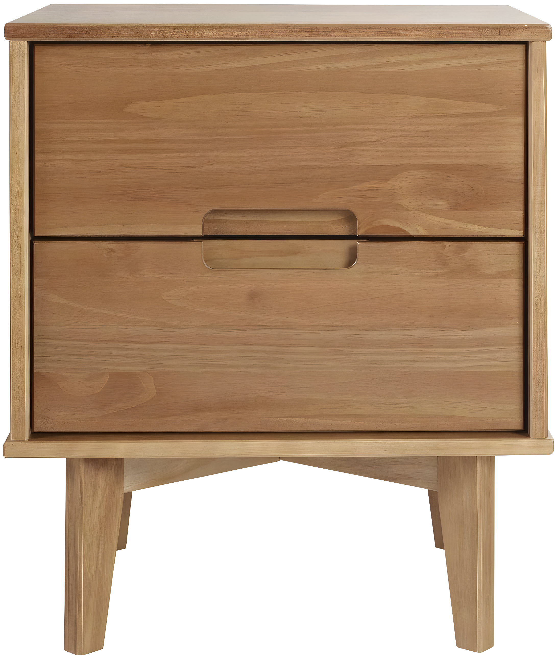 Mags Solid Wood Groove 2-Drawer Nightstand