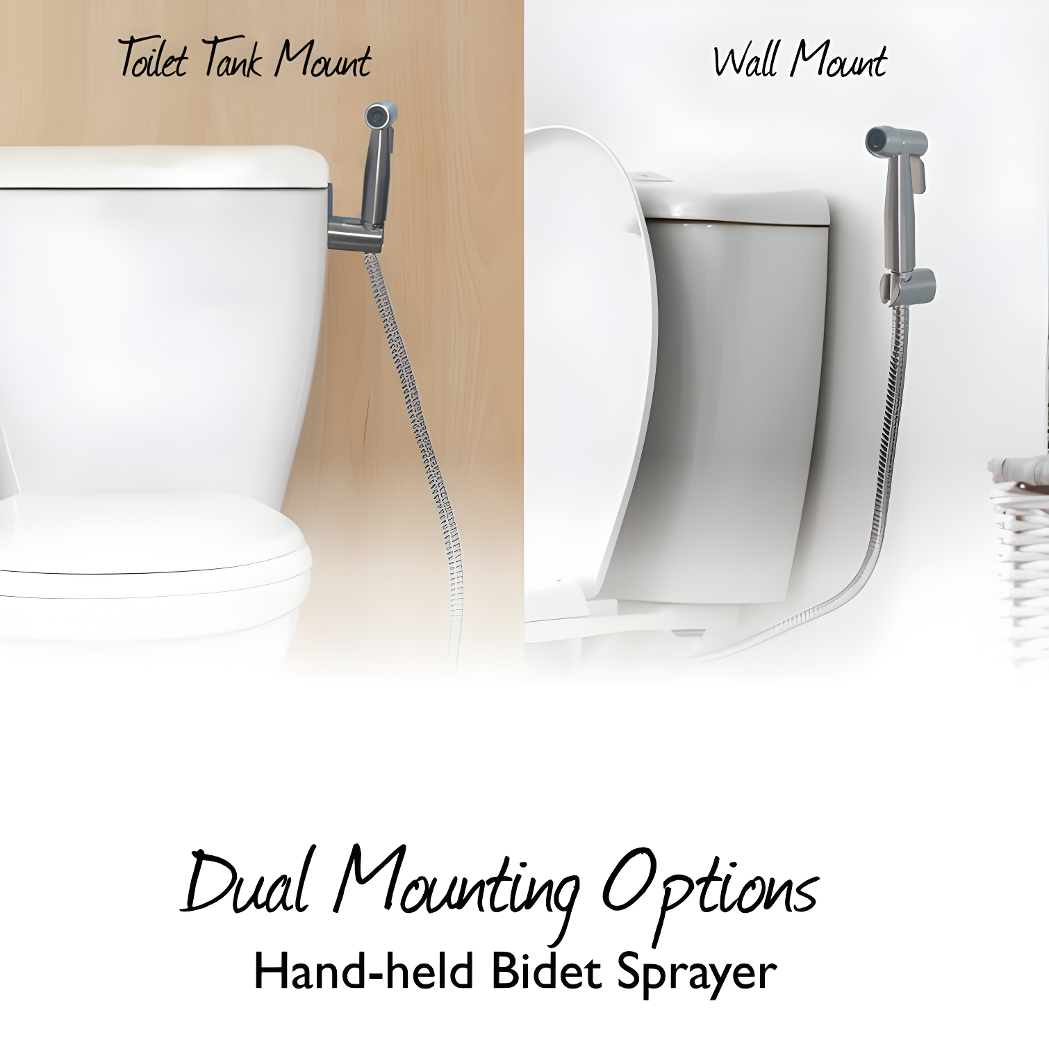 Design House Handheld Bidet Sprayer with Dual Mount and 48-Inch Hose 588913-SS