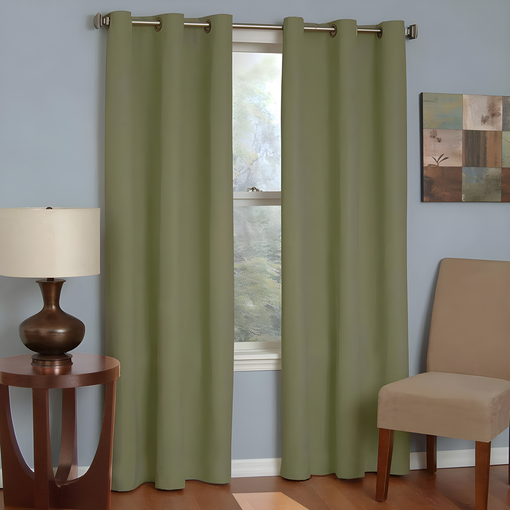 Eclipse Microfiber Blackout Grommet Curtains, Solid Thermaback Window Curtains