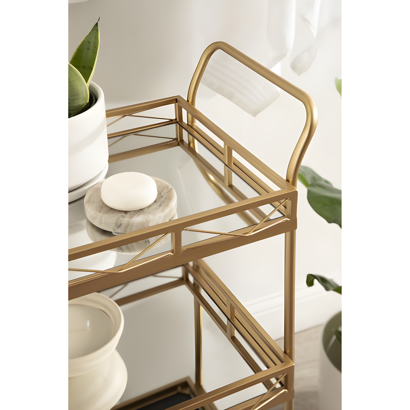 Kate and Laurel Ketia Rectangle Metal Bar Cart, 23x13x35, Gold