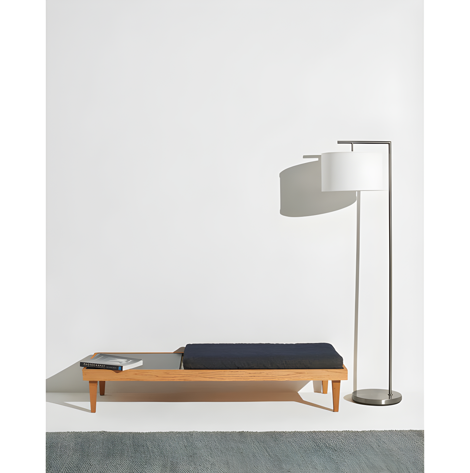 Montage Modern 60 in. Mid-Century Modern LED Floor Lamp with Fabric Drum Shade