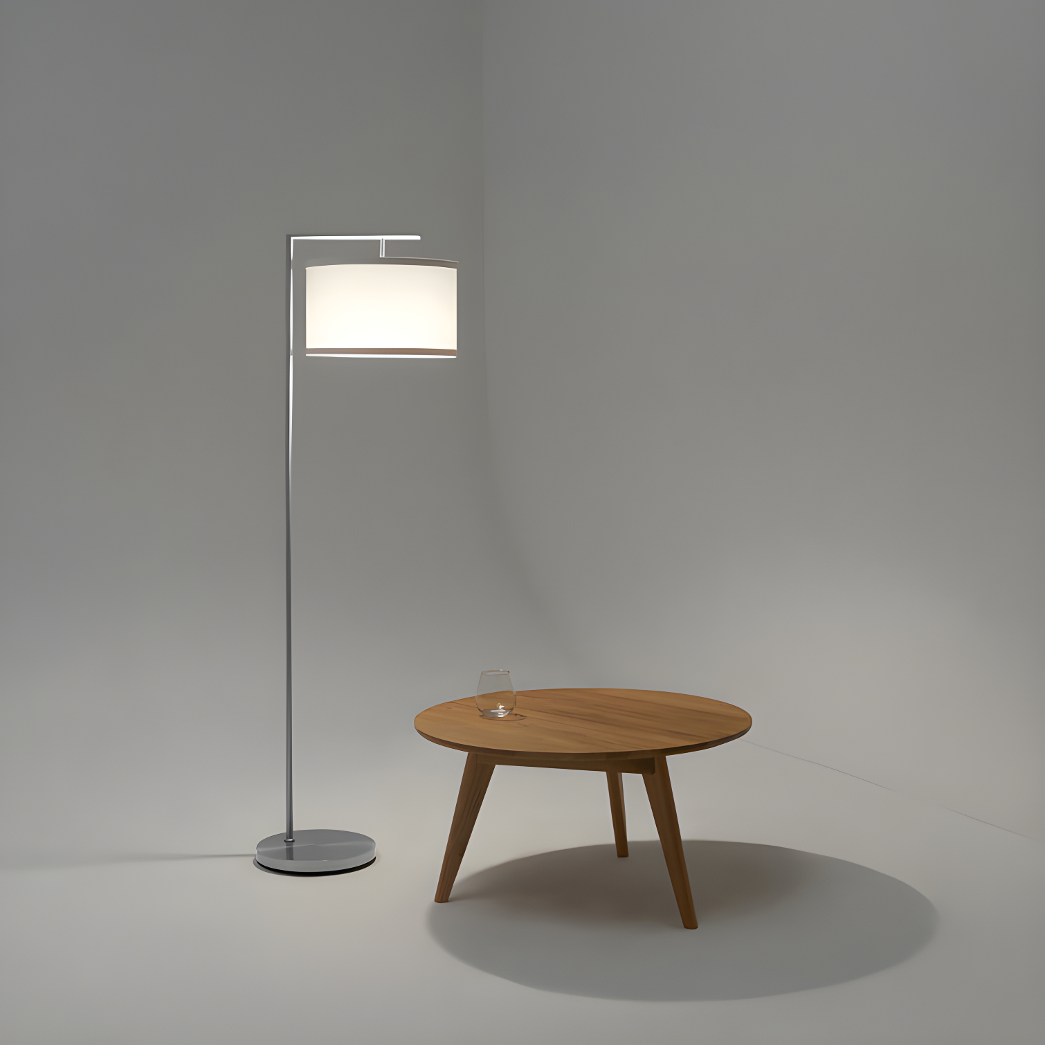 Montage Modern 60 in. Mid-Century Modern LED Floor Lamp with Fabric Drum Shade