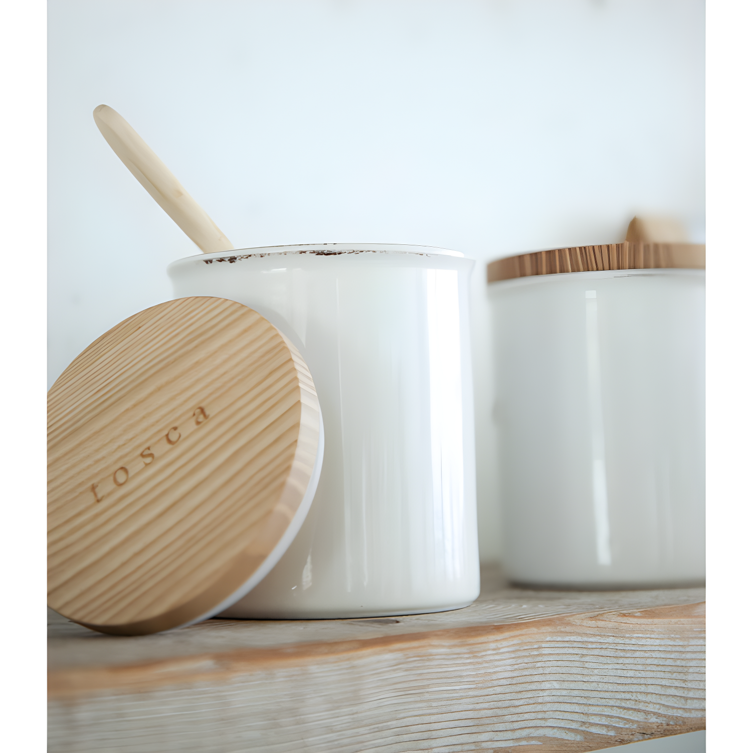 Tosca Yamazaki Home Ceramic Canister, Dry Food Kitchen Storage Container, Plain, 15.25 oz. Airtight