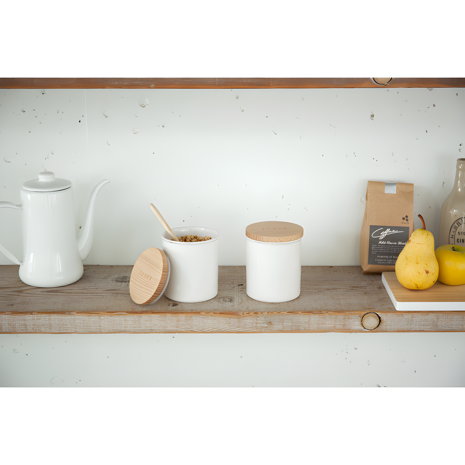 Tosca Yamazaki Home Ceramic Canister, Dry Food Kitchen Storage Container, Plain, 15.25 oz. Airtight