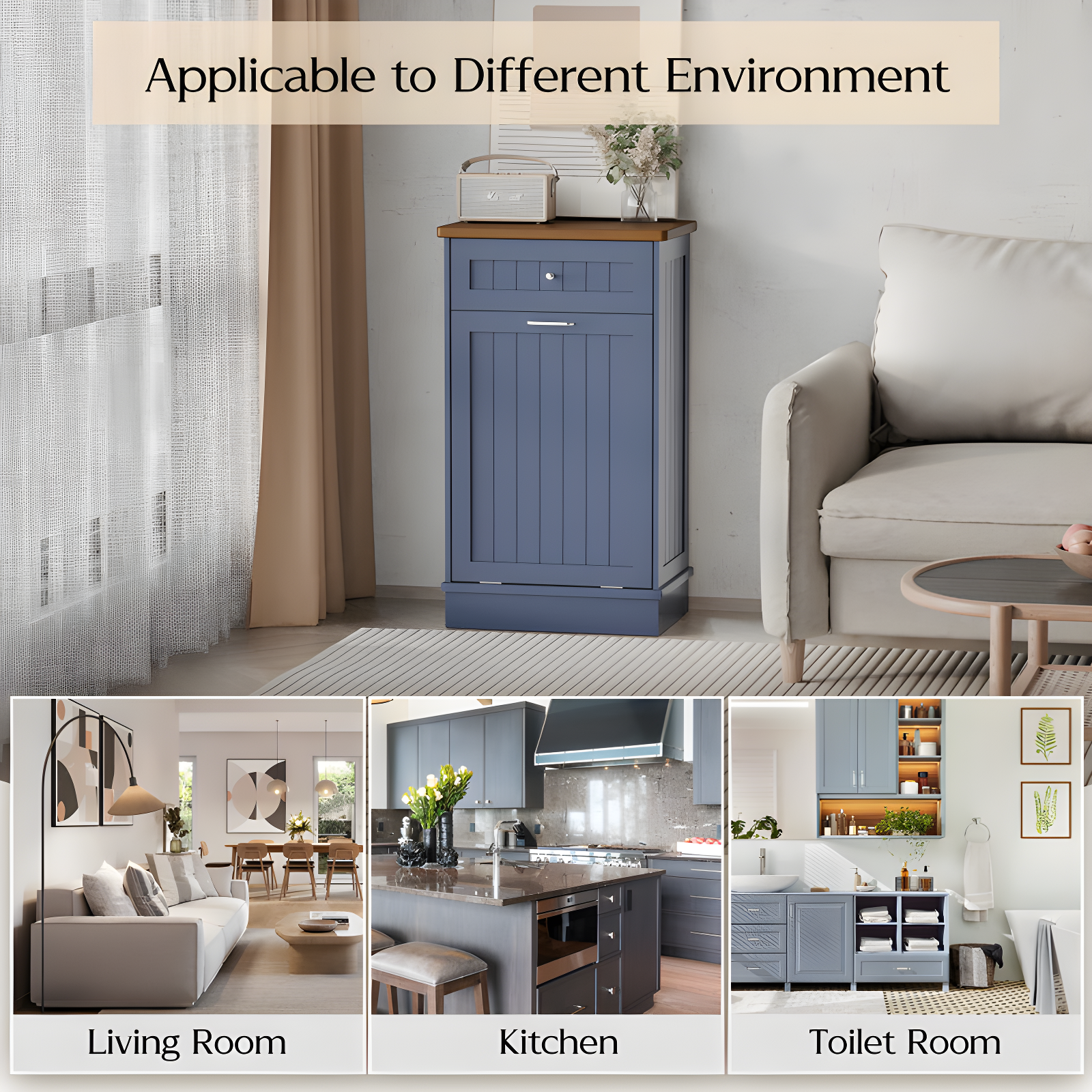 Aeloxis Havant Tilt Out Trash Cabinet 10 Gallon Wooden Free Standing (Not include trash can)