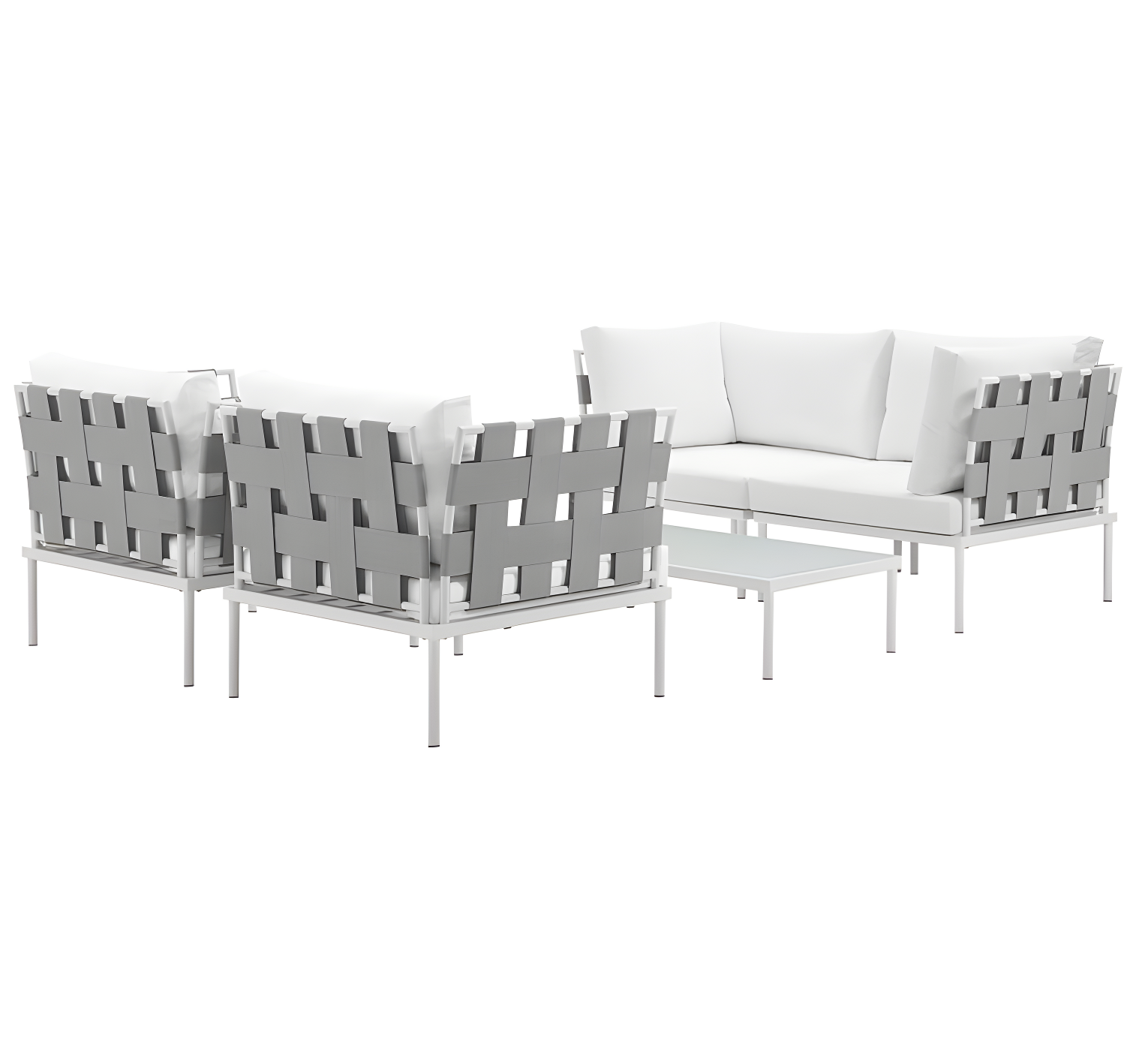 Modway Harmony 5 Piece Outdoor Patio Aluminum Sectional Sofa Set