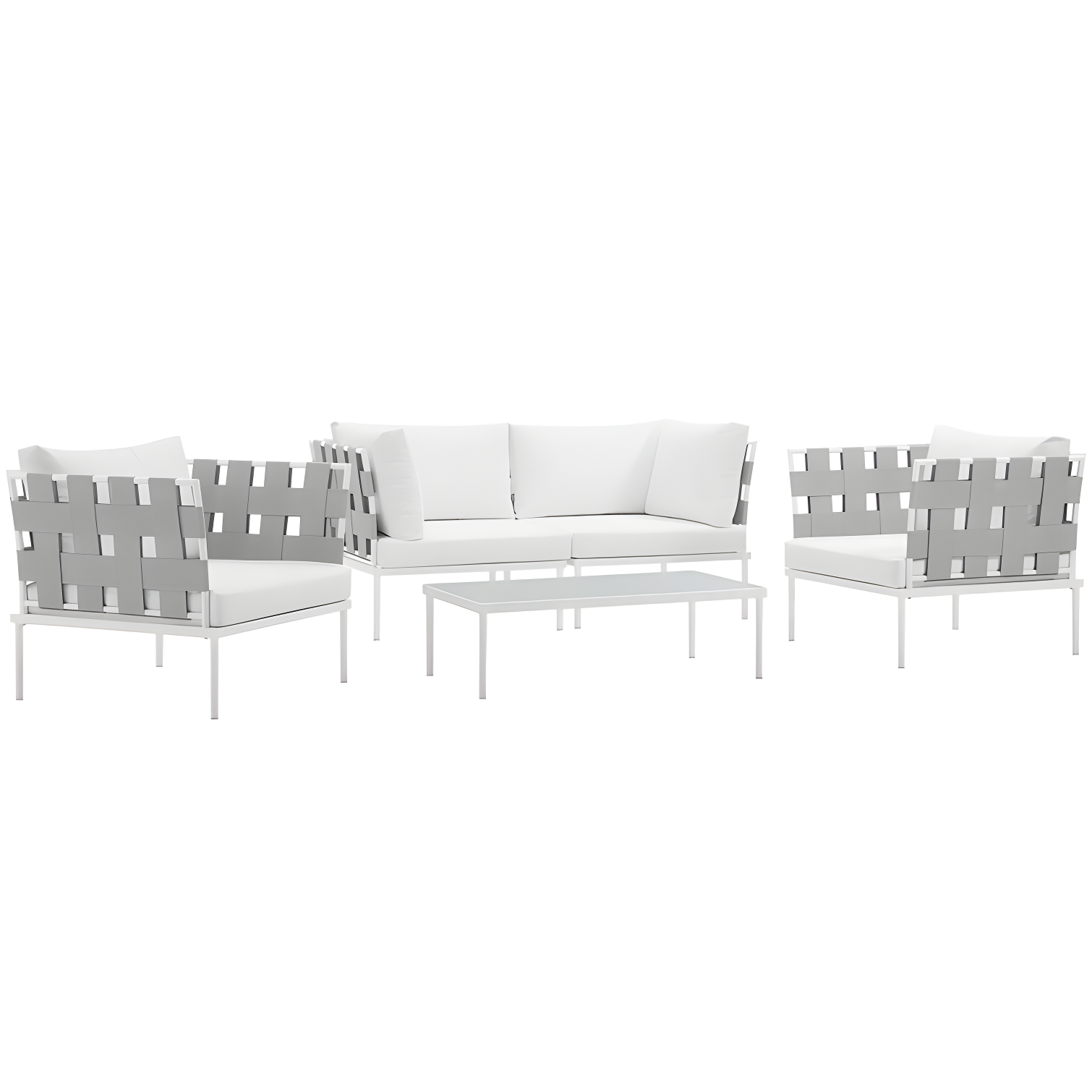 Modway Harmony 5 Piece Outdoor Patio Aluminum Sectional Sofa Set