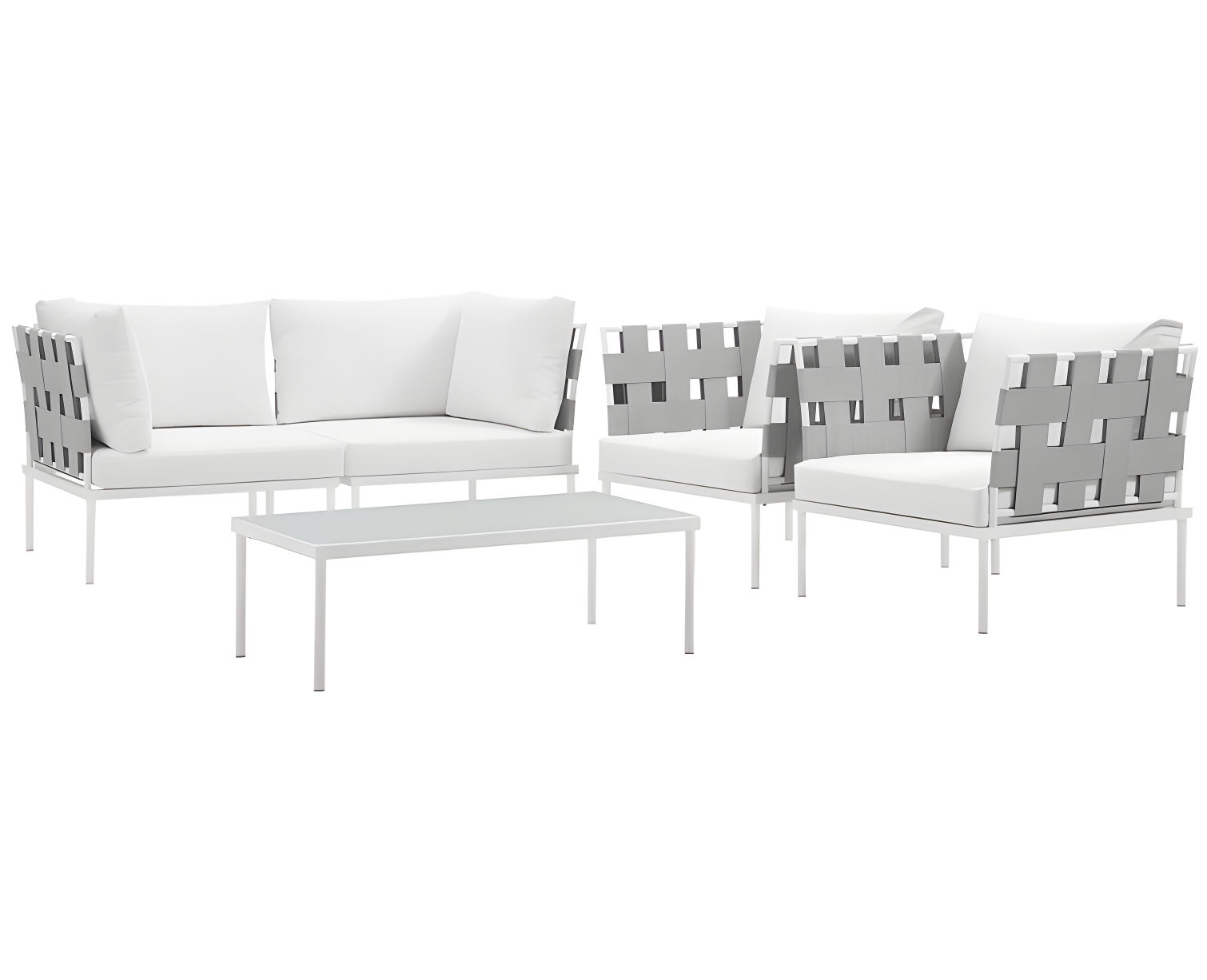 Modway Harmony 5 Piece Outdoor Patio Aluminum Sectional Sofa Set