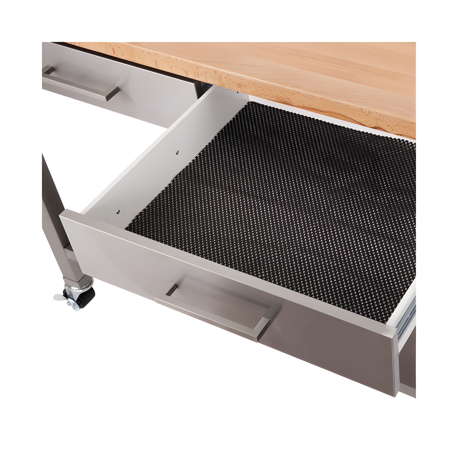 48'' Wide Stainless Steel Kitchen Rolling Cart Island with Solid Wood Top