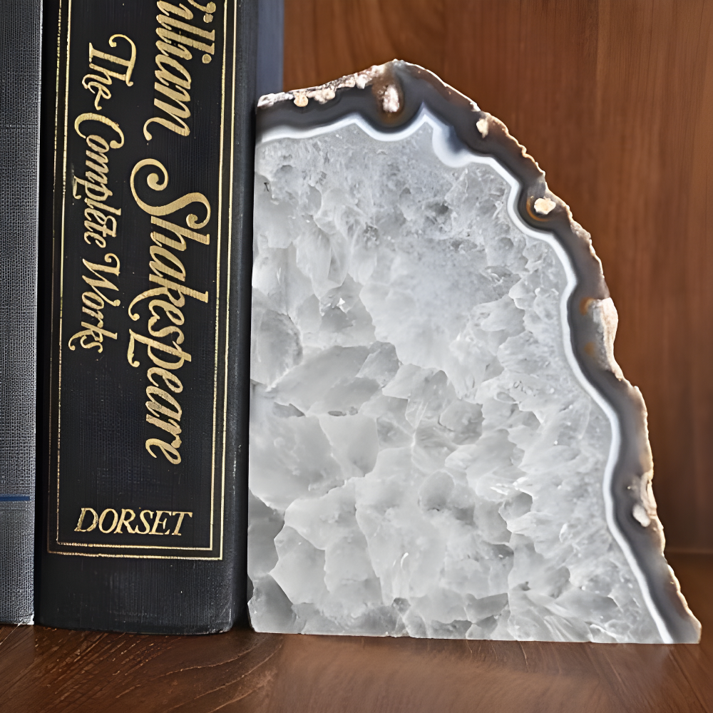 Agate Bookend, Geode Agate Bookend, Decorative Home Accessory, Crystal Bookend, Natural Stone Bookend, 3-5 lbs