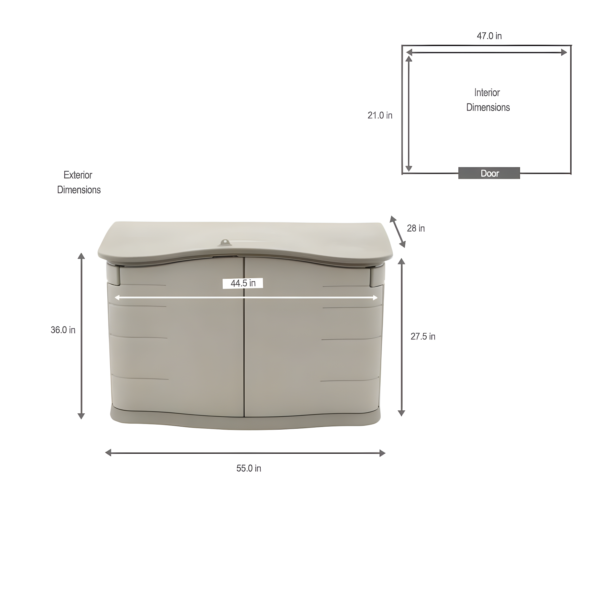 4 ft. W x 2 ft. D Plastic Horizontal Garbage Shed
