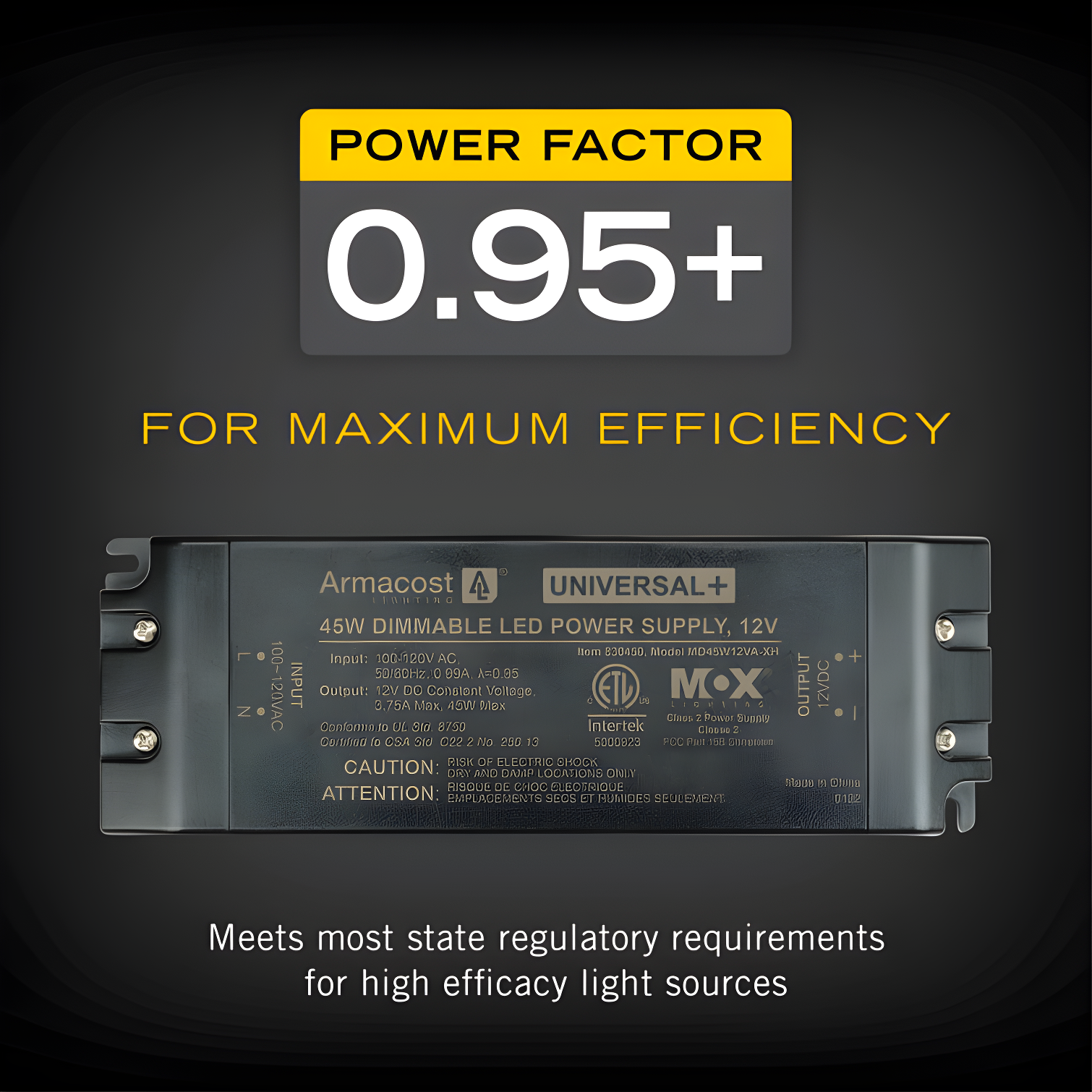 Universal+ Dimmable LED Driver 12V DC, 60W Electronic Transformer