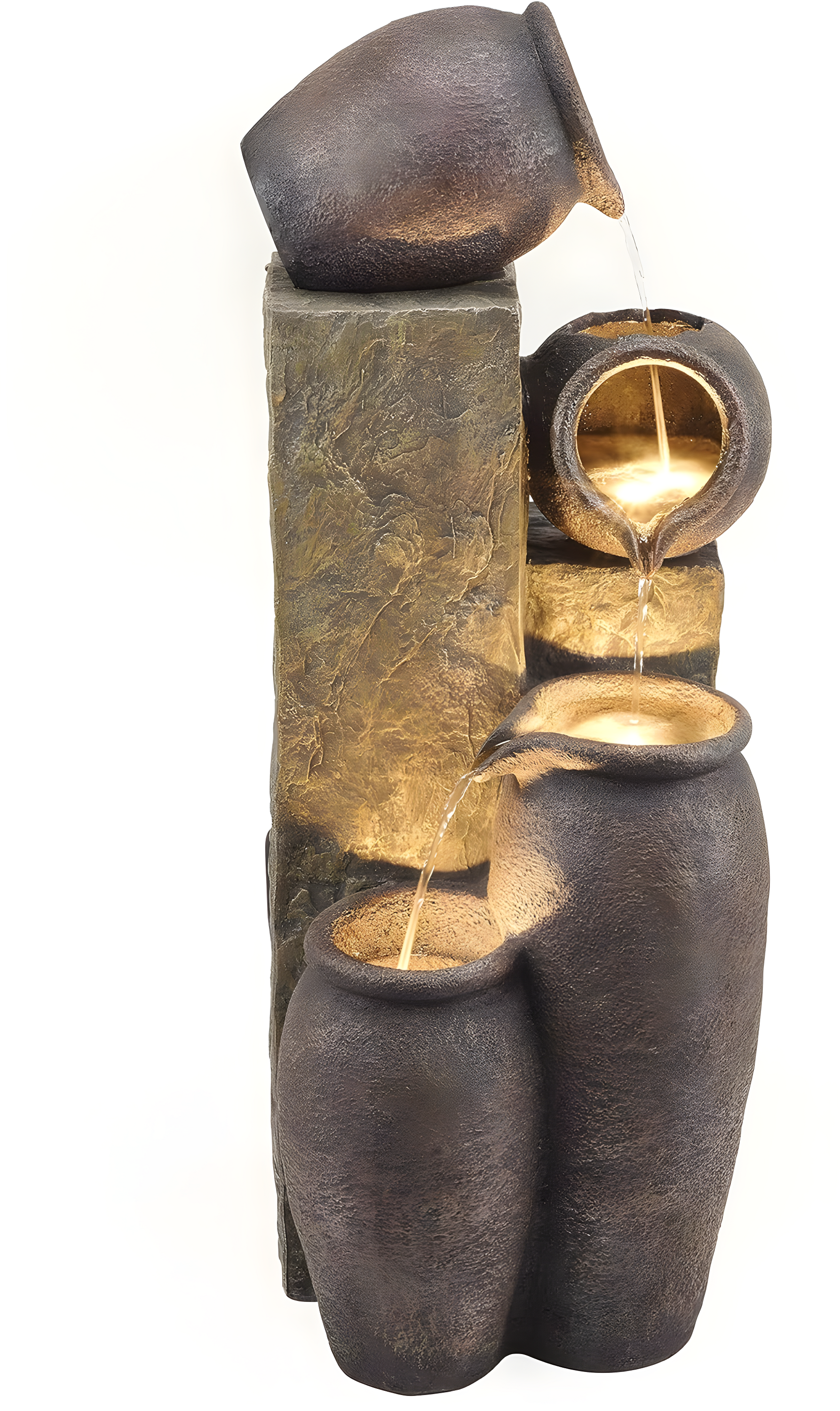 Alpine Weather Resistant Floor Fountain with Light