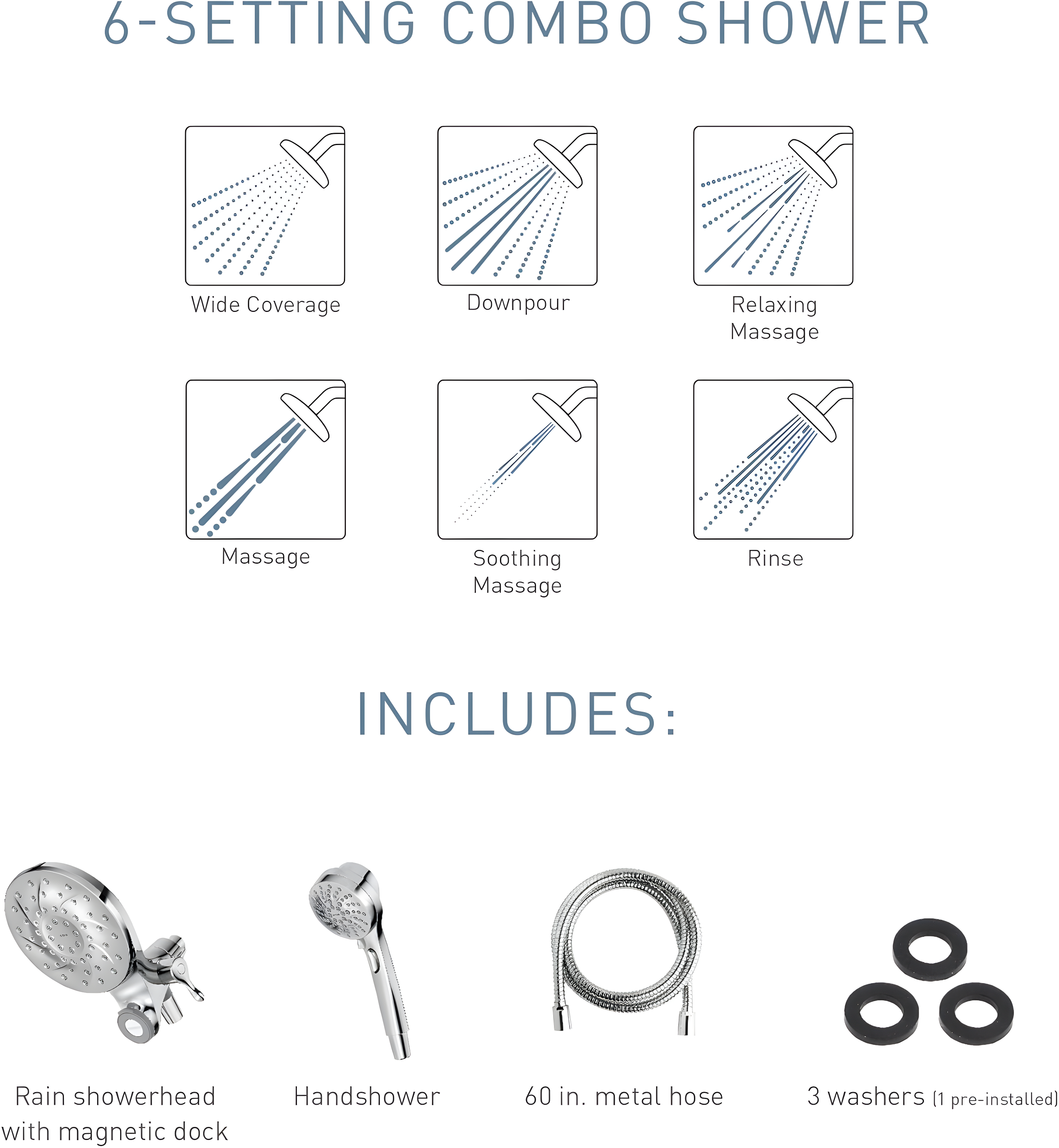 Engage Multi Function Dual Shower Head with Magnetix