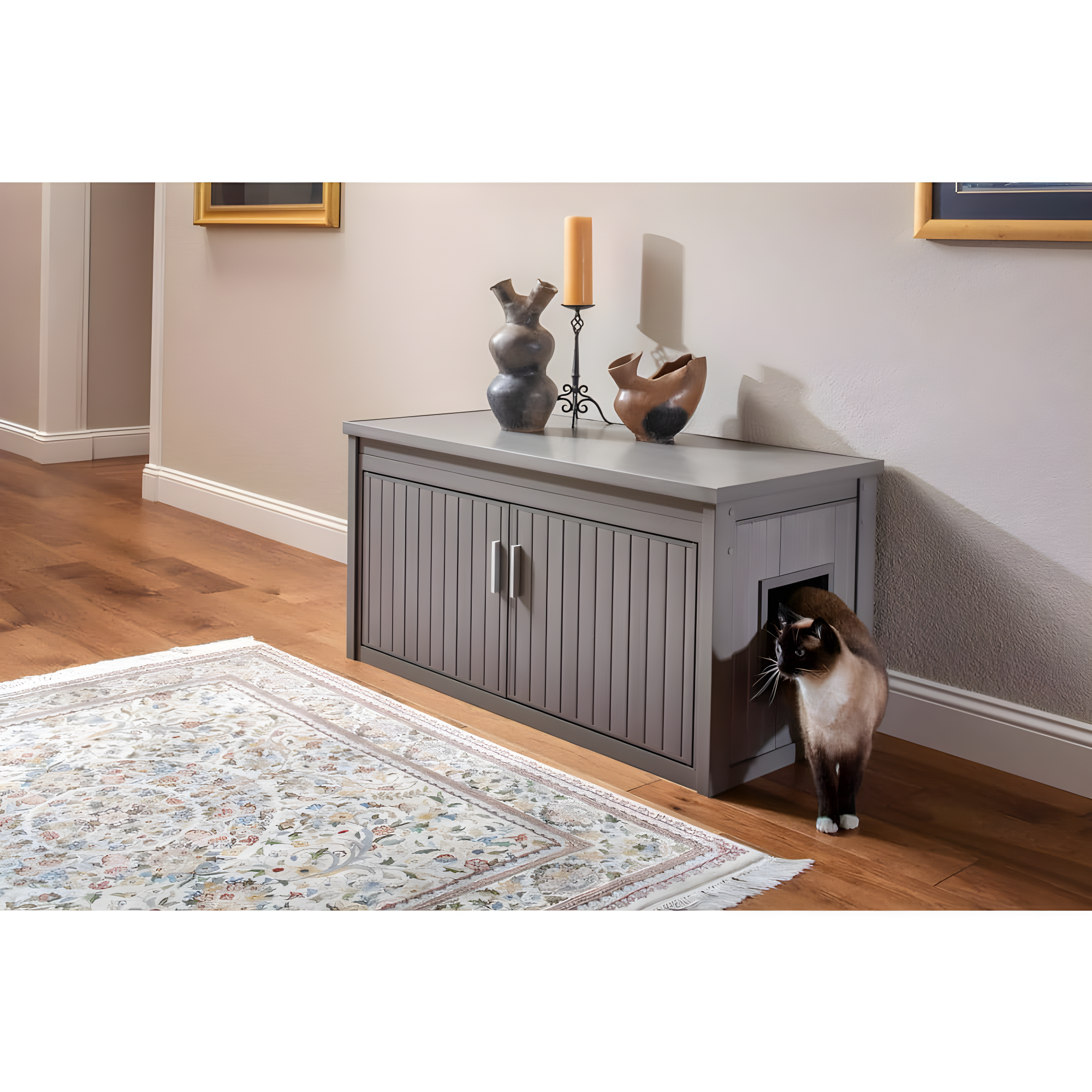 New Age Pet® ECOFLEX® Litter Loo® Bench - Durable Composite Cat Litter Box Enclosure, Moisture and Odor Resistant, Easy Assembly, Available in Espresso, Russet Brown, Antique White, Gray