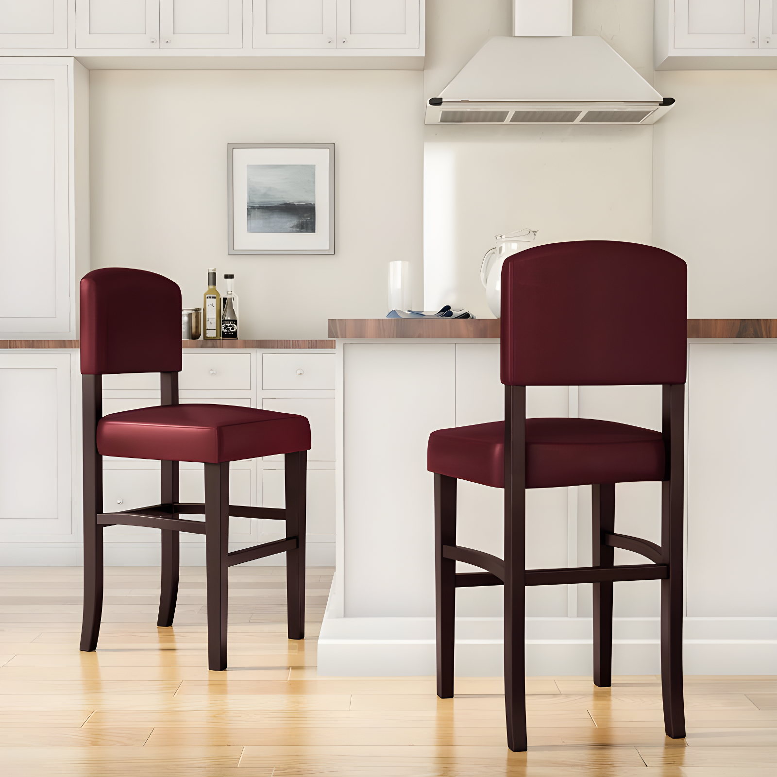 24" Monaco Padded Back Faux Leather Counter Height Barstool , Espresso Finish - Linon