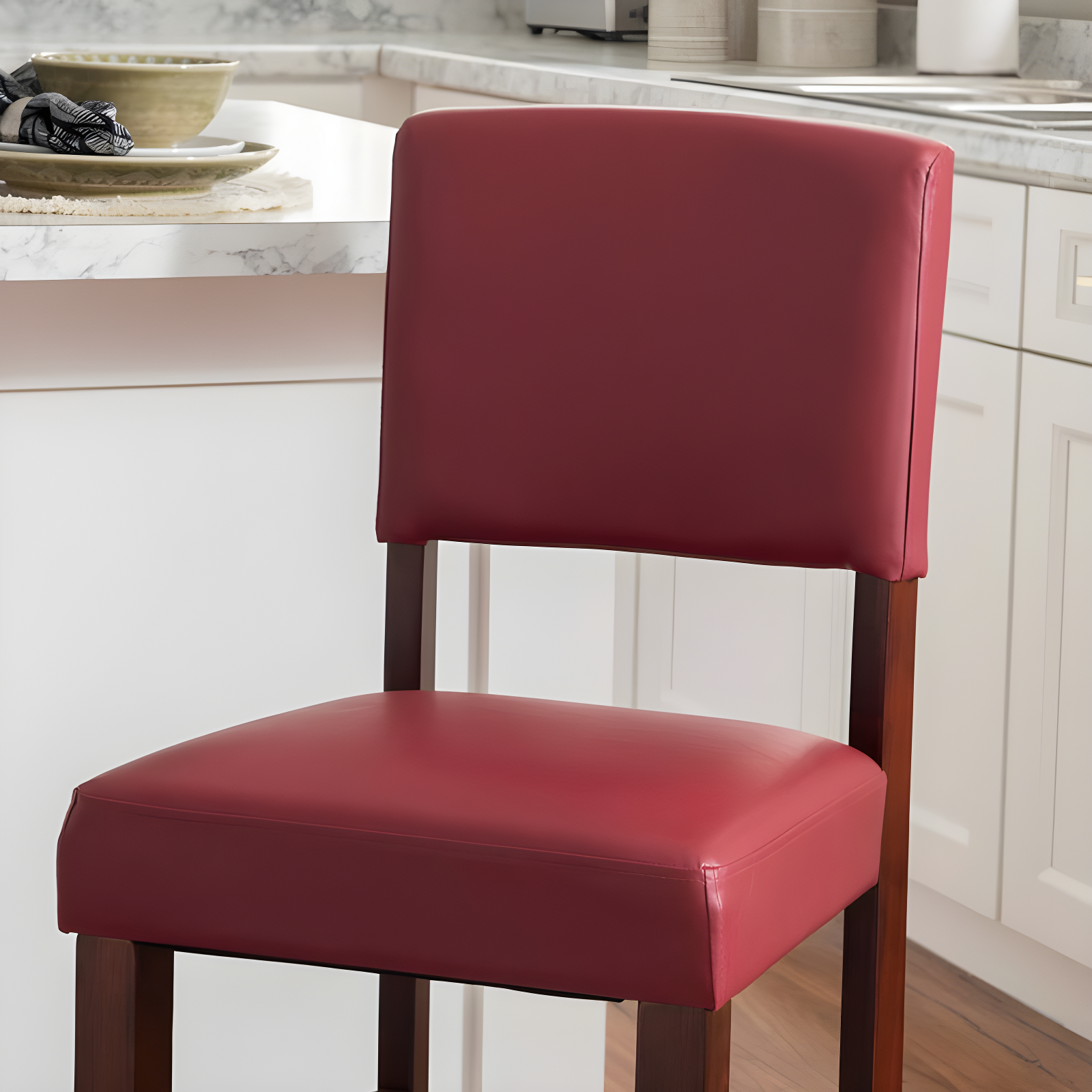 24" Monaco Padded Back Faux Leather Counter Height Barstool , Espresso Finish - Linon