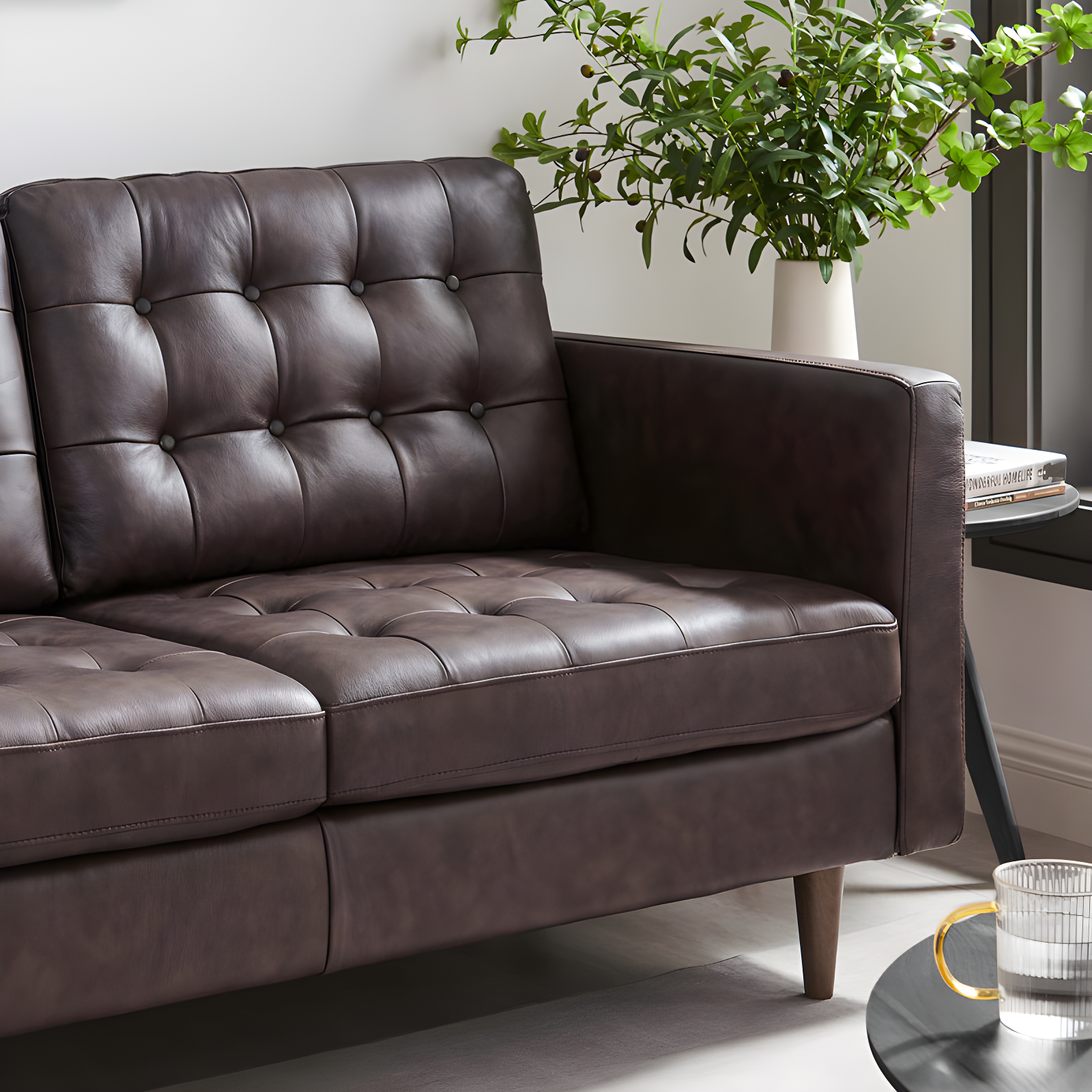 Modway Exalt Tufted Leather Loveseat