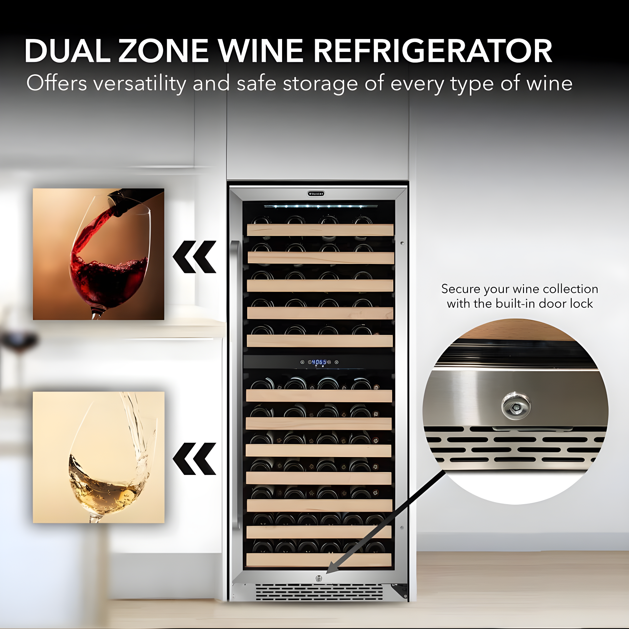 Whynter Whynter 92 Bottle Dual Zone Built-In Wine Refrigerator