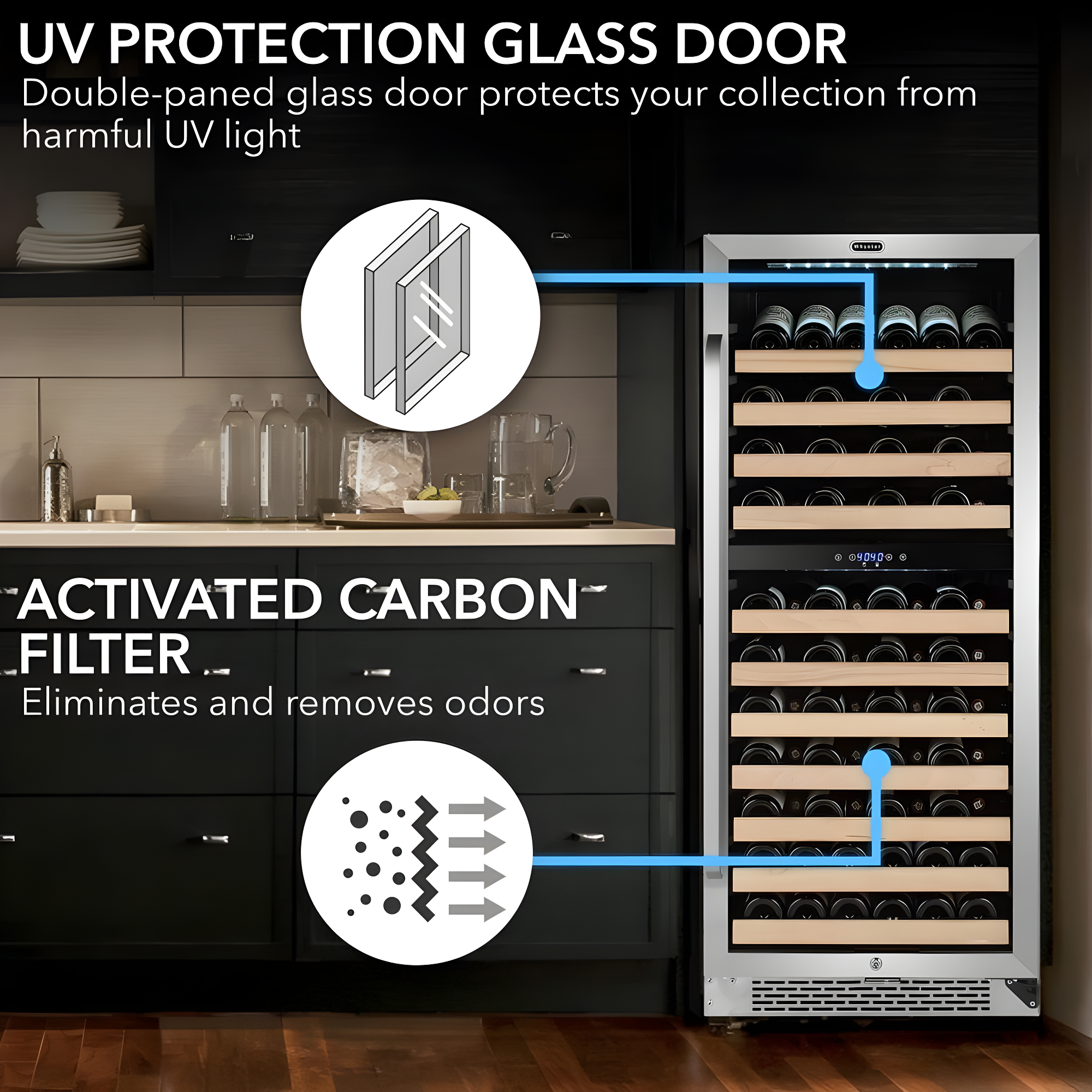 Whynter Whynter 92 Bottle Dual Zone Built-In Wine Refrigerator