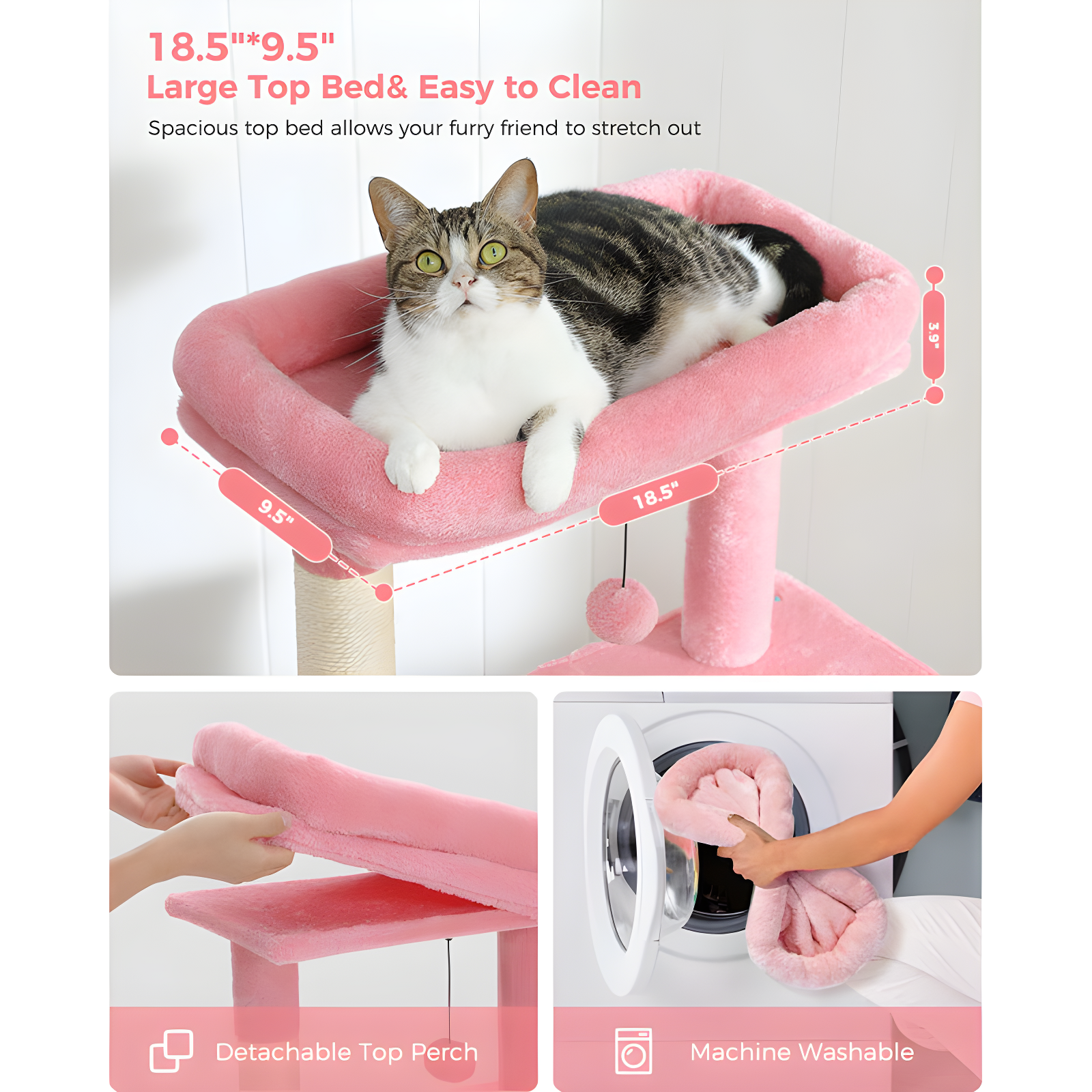 Tucker Murphy Pet™ Cat Tree With Large Top Perch, Plush Hammock, Cat Shelves And Dangling Pompom, Cat Scratching Posts And 2 Condos Houses