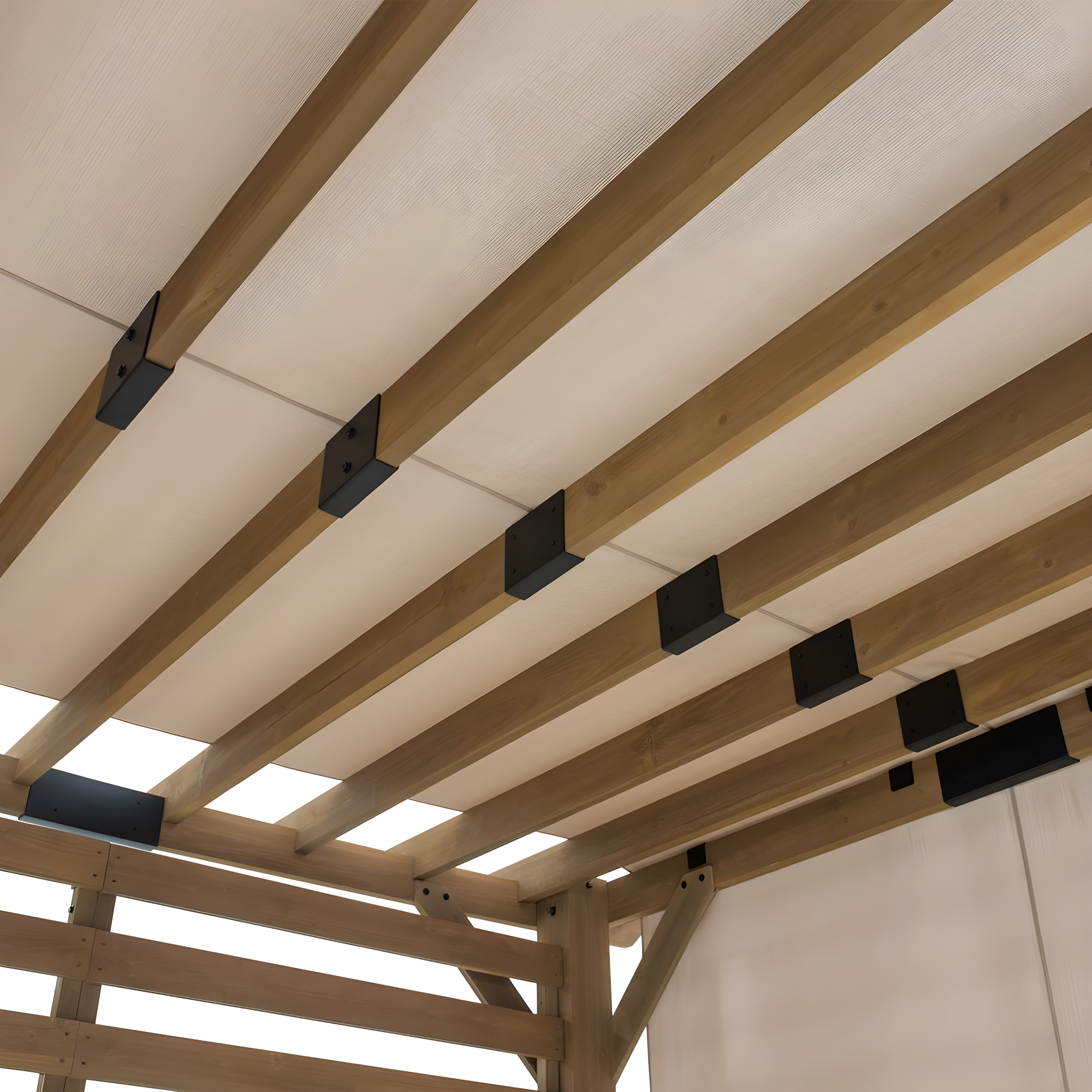 Sunjoy Cedar Pergola 10 x 11 ft. Wooden Hot Tub Pergola with Adjustable Canopy and Privacy Screen