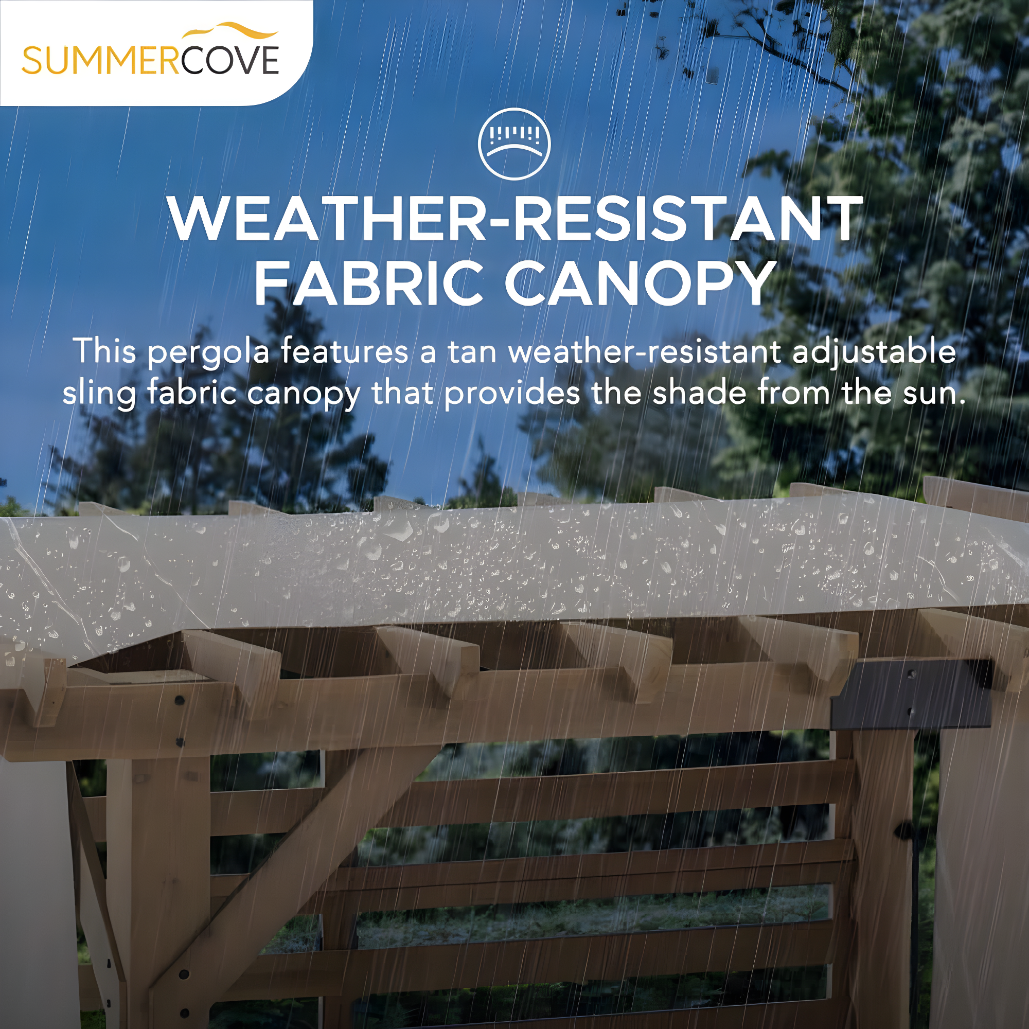 Sunjoy Cedar Pergola 10 x 11 ft. Wooden Hot Tub Pergola with Adjustable Canopy and Privacy Screen