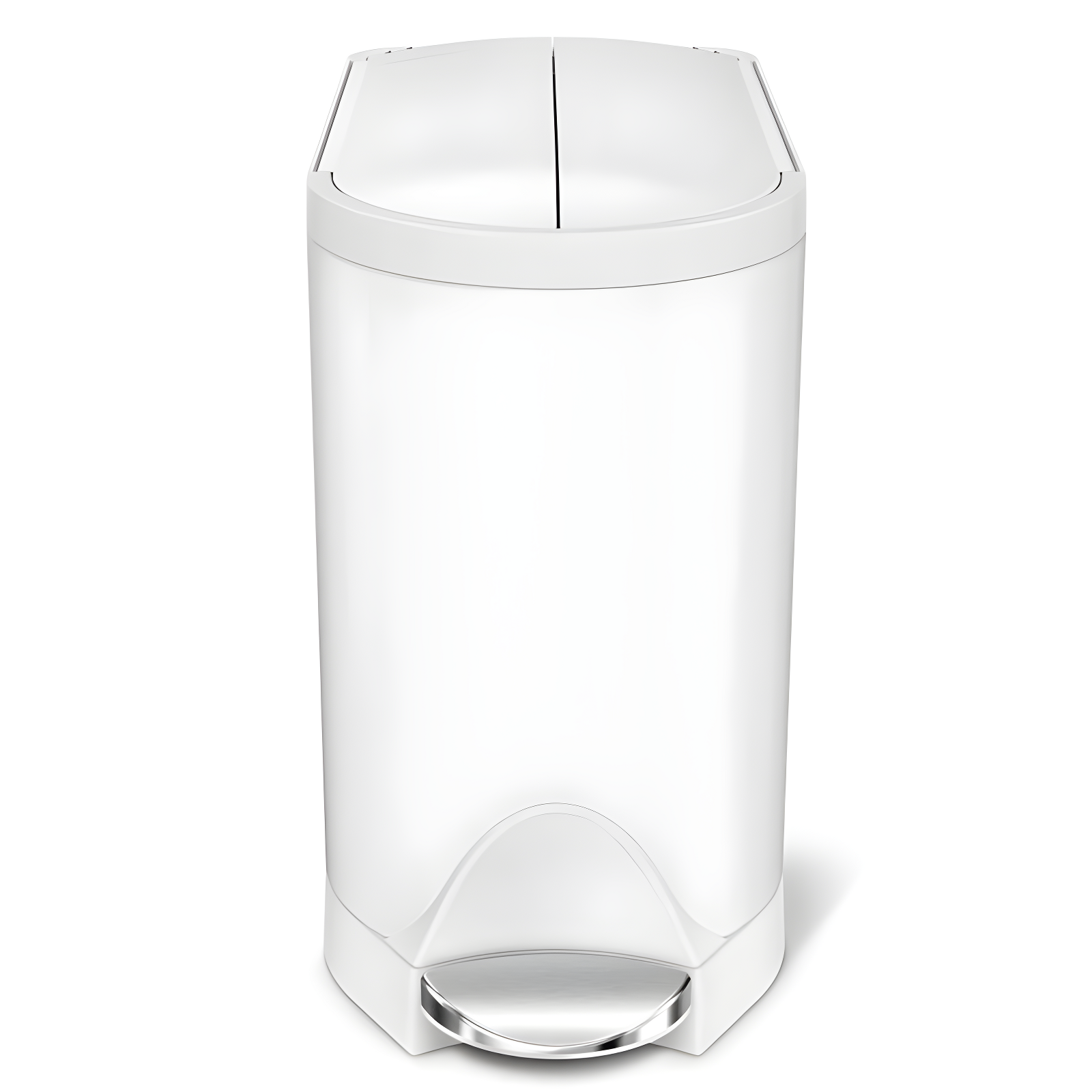 simplehuman 10L Butterfly Lid Bathroom Step Trash Can White Steel: Stainless Steel, Indoor, Spot Clean, 2 Gallon Capacity