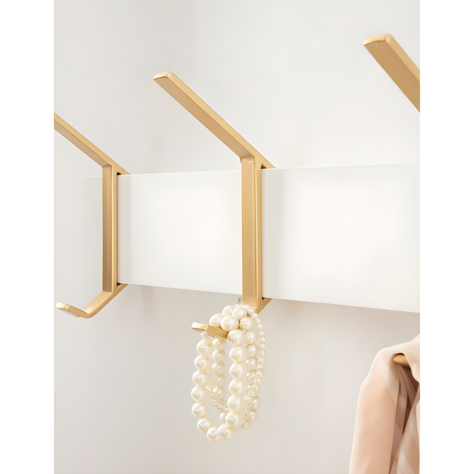 30"x6"x7.25" Rossmore Wood and Metal Hooks White - Kate & Laurel All Things Decor: Modern Wall-Mounted Storage