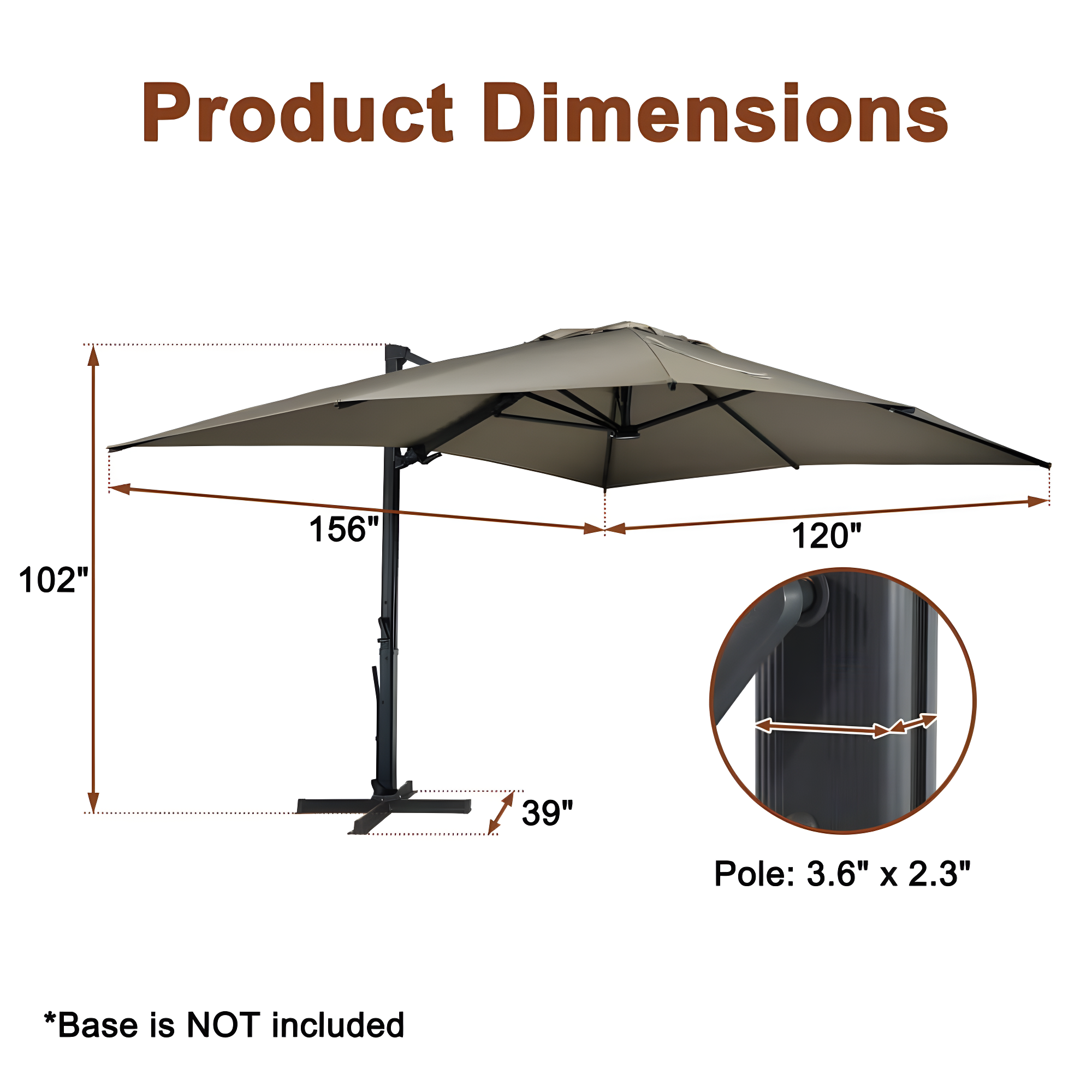 Mondawe 10x13 FT Cantilever Umbrella Large Offset Umbrella with 360°Rotation and LED Light Panel Cantilever Patio Umbrella for Backyard, Pool & Garden, Tan