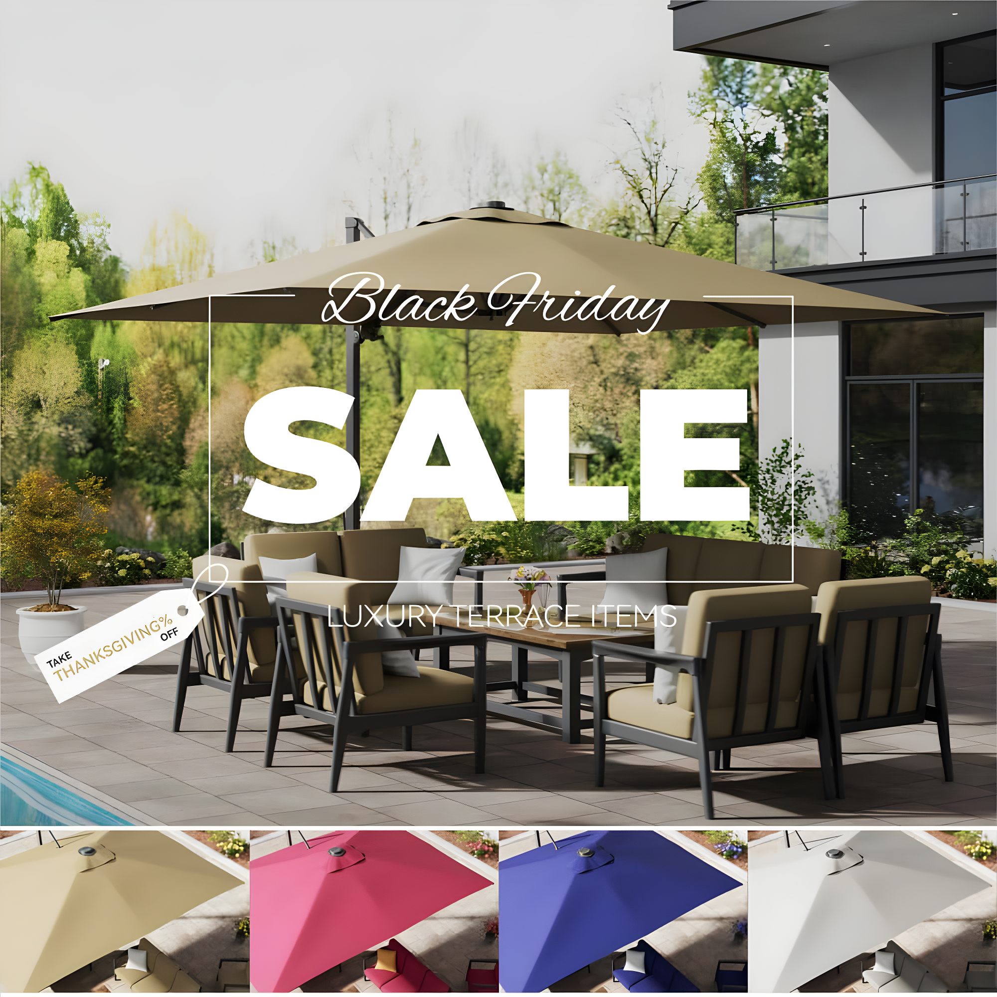 Mondawe 10x13 FT Cantilever Umbrella Large Offset Umbrella with 360°Rotation and LED Light Panel Cantilever Patio Umbrella for Backyard, Pool & Garden, Tan