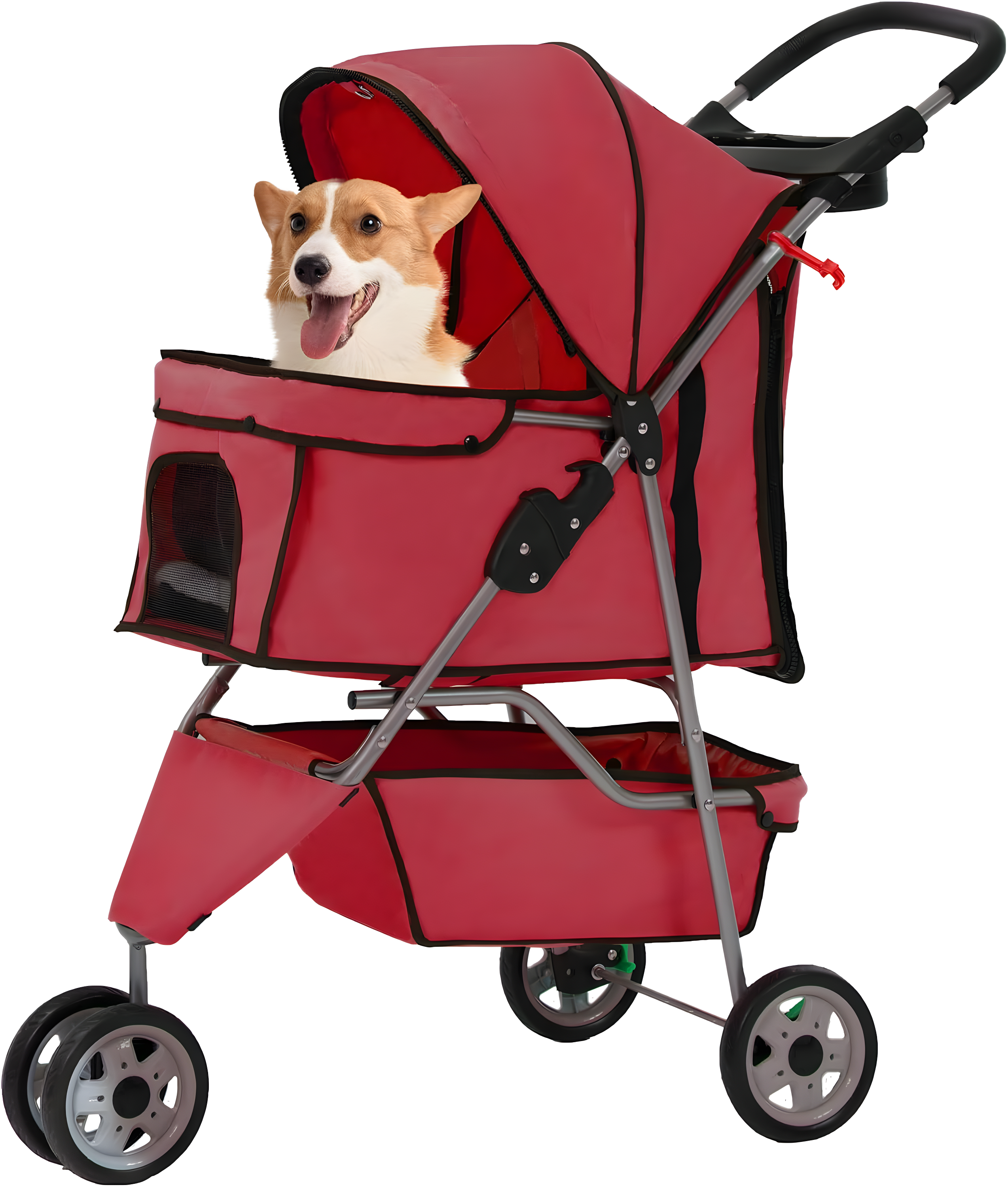 ToccoLeggero Pet Stroller Foldable Dog Stroller 3-Wheel Durable Cat Jogger Stroller For Small And Medium Dogs Cats With Washable Liner Storage Basket Cup Holder