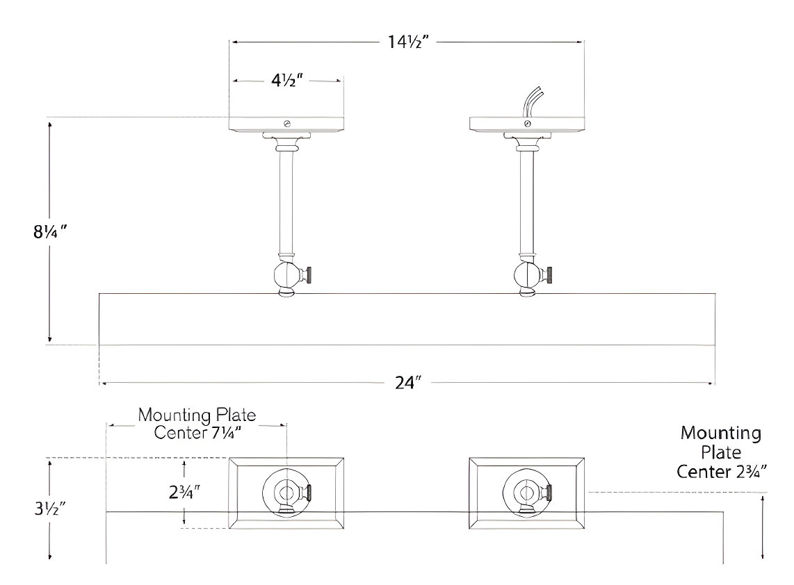 Antique Brass 24" Dimmable Electric Wall Light