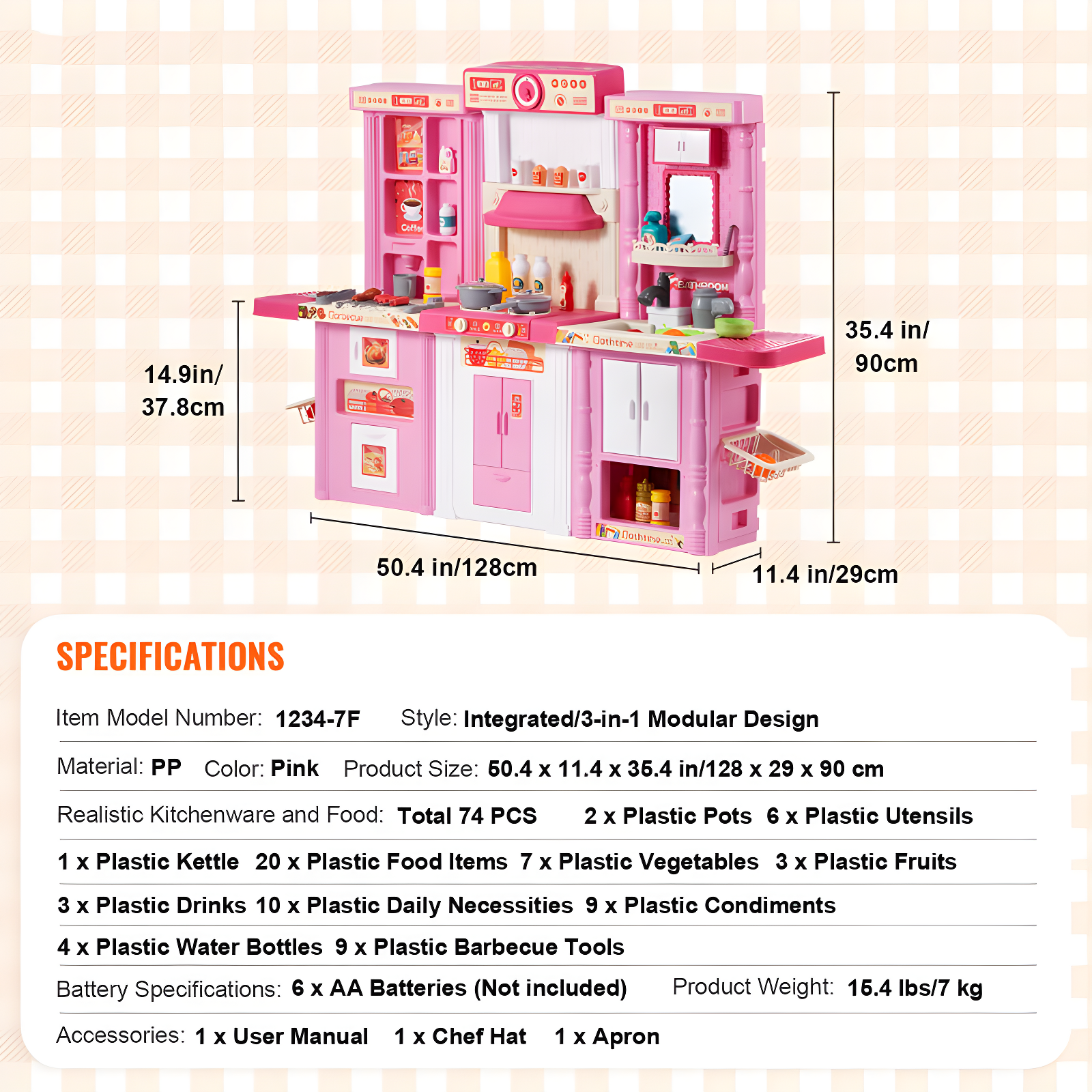 Zoomie Kids Kitchen Playset Kids Pretend Cooking Play Toy 74 Piece Accessories