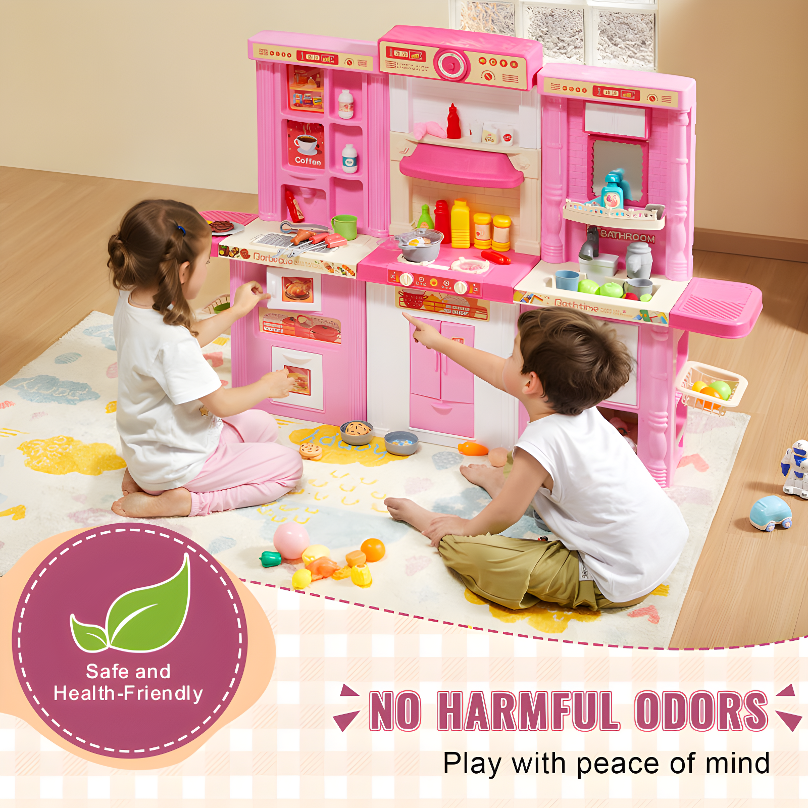 Zoomie Kids Kitchen Playset Kids Pretend Cooking Play Toy 74 Piece Accessories