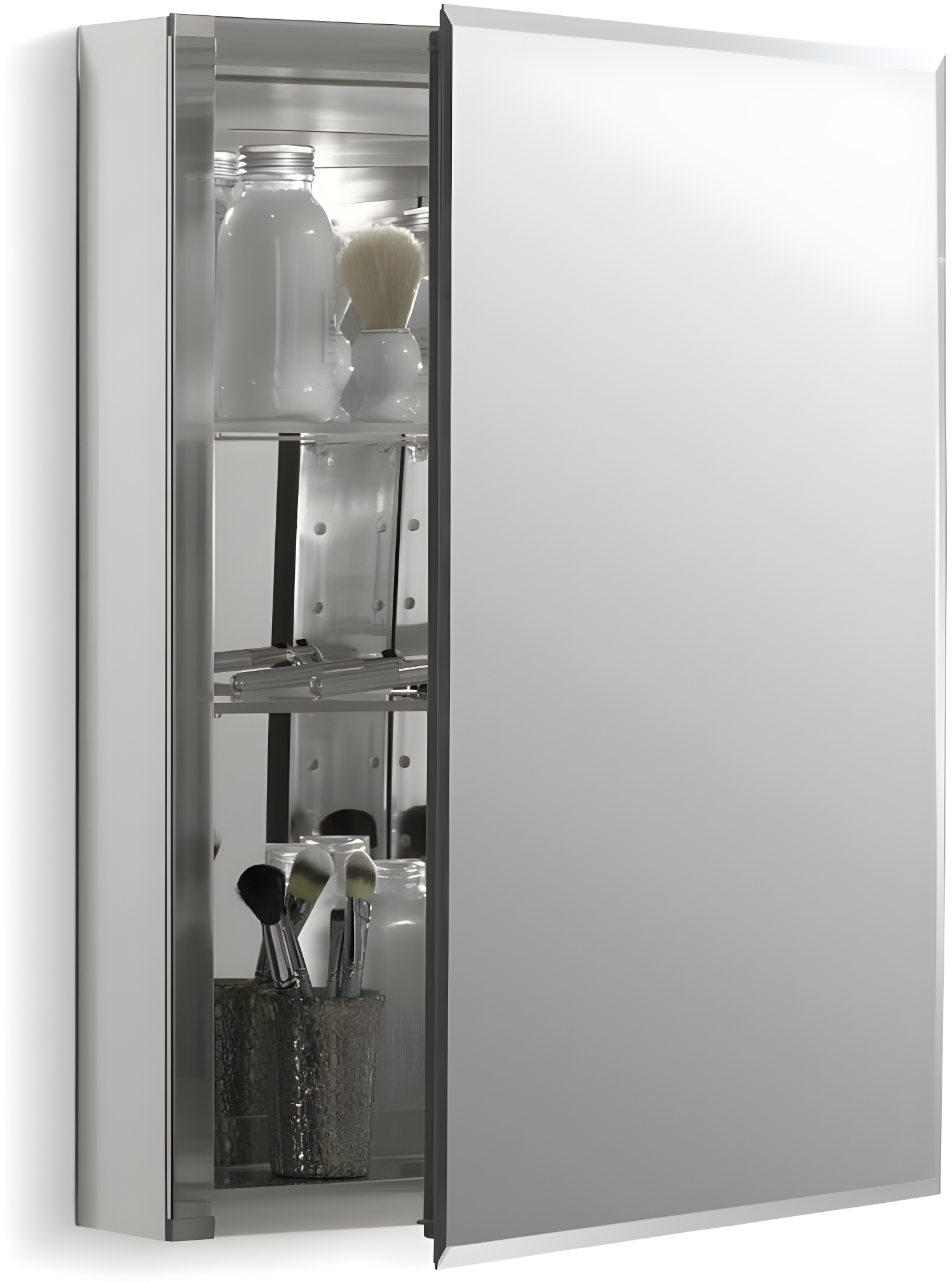 CLC Recessed or Surface Mount Frameless Aluminum Medicine Cabinet Adjustable Shelves