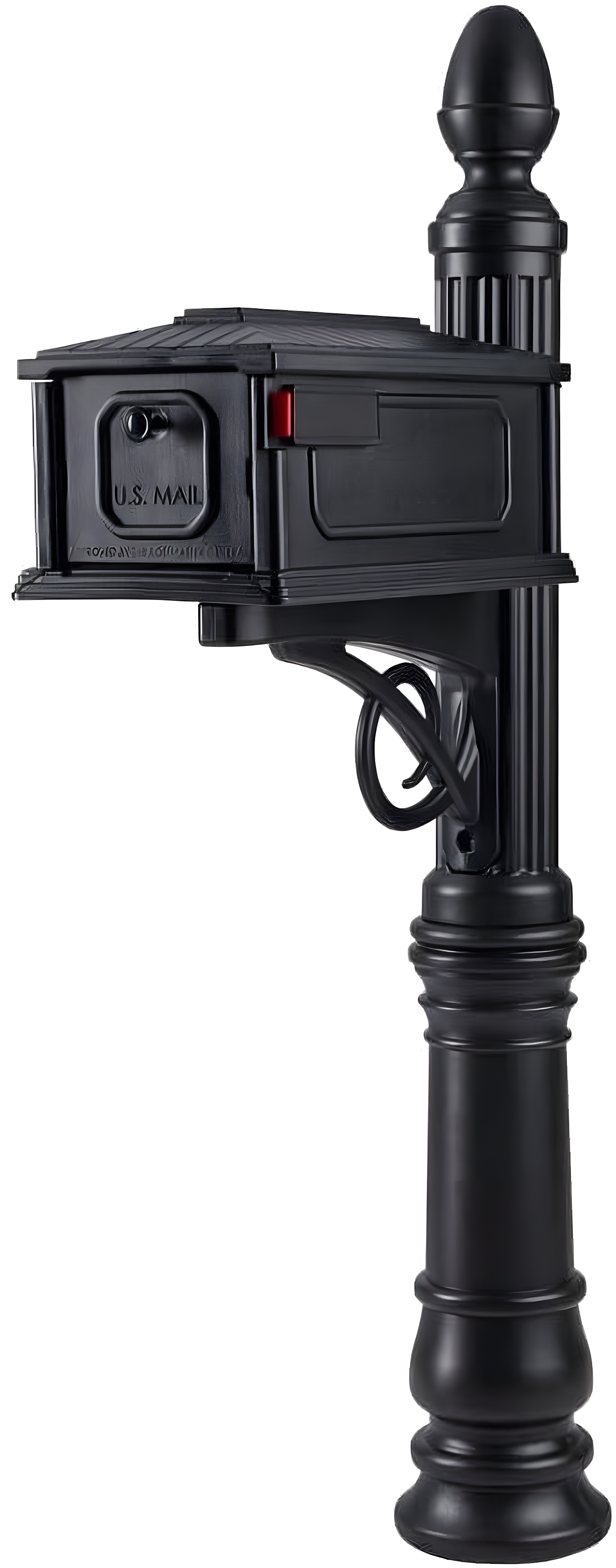 Gibraltar Mailboxes Stratford Decorative Plastic Post Mount Black Mailbox