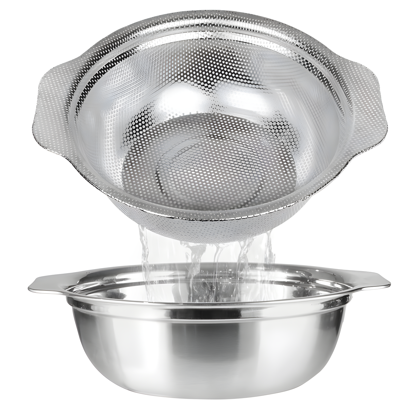 APPENIN WINTER PARK CORP Stainless Steel Colander For Kitchen, 3QT Rice Washer Strainer With Mixing Bowl, Colander Bowl Set With Microporous For Washing Rice, Pasta, Spaghetti, Fruits, Dishwasher Safe(2PC)