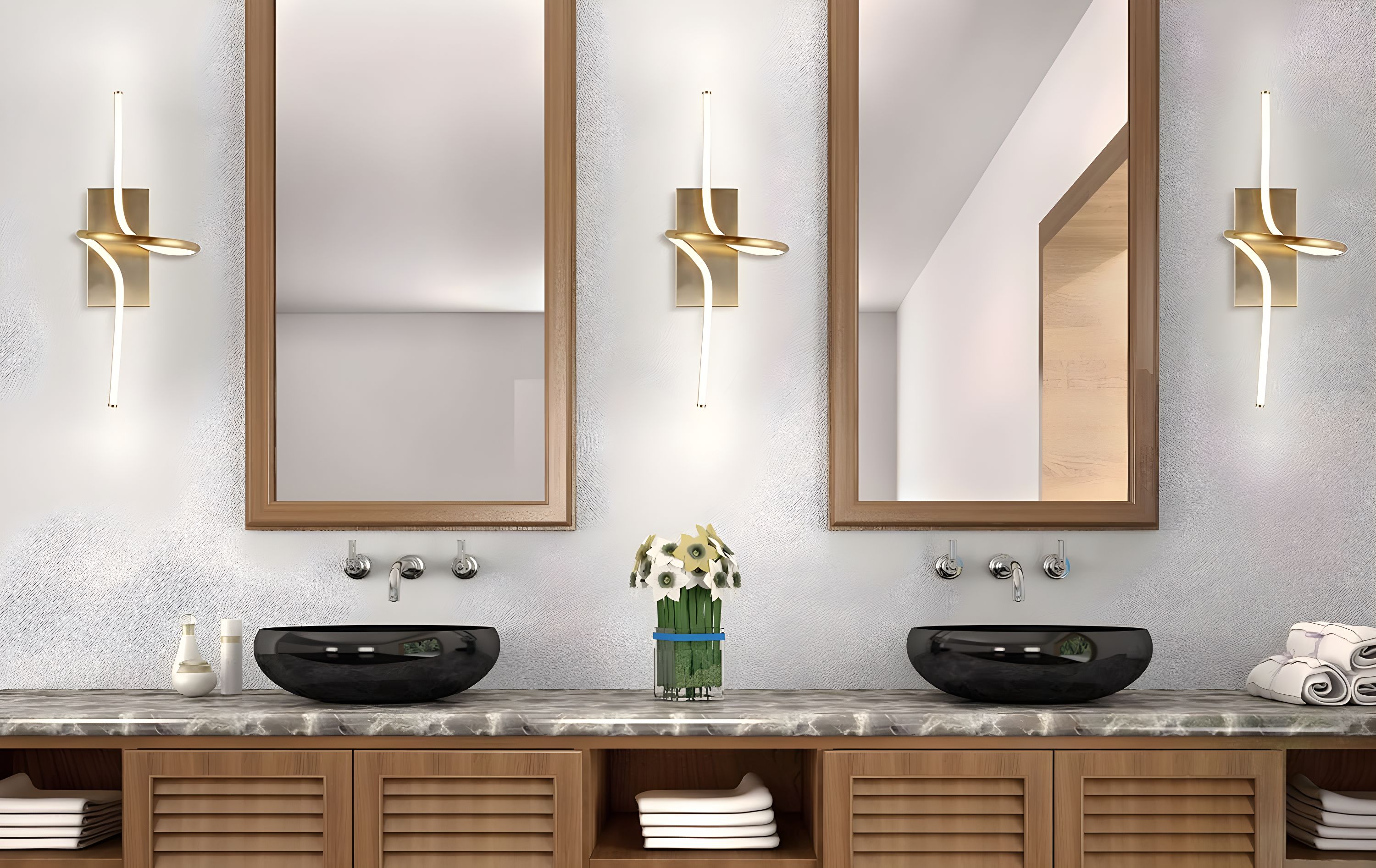 Sketch Minimalist Glam 23.5" Gold Integrated LED Vanity Sconce