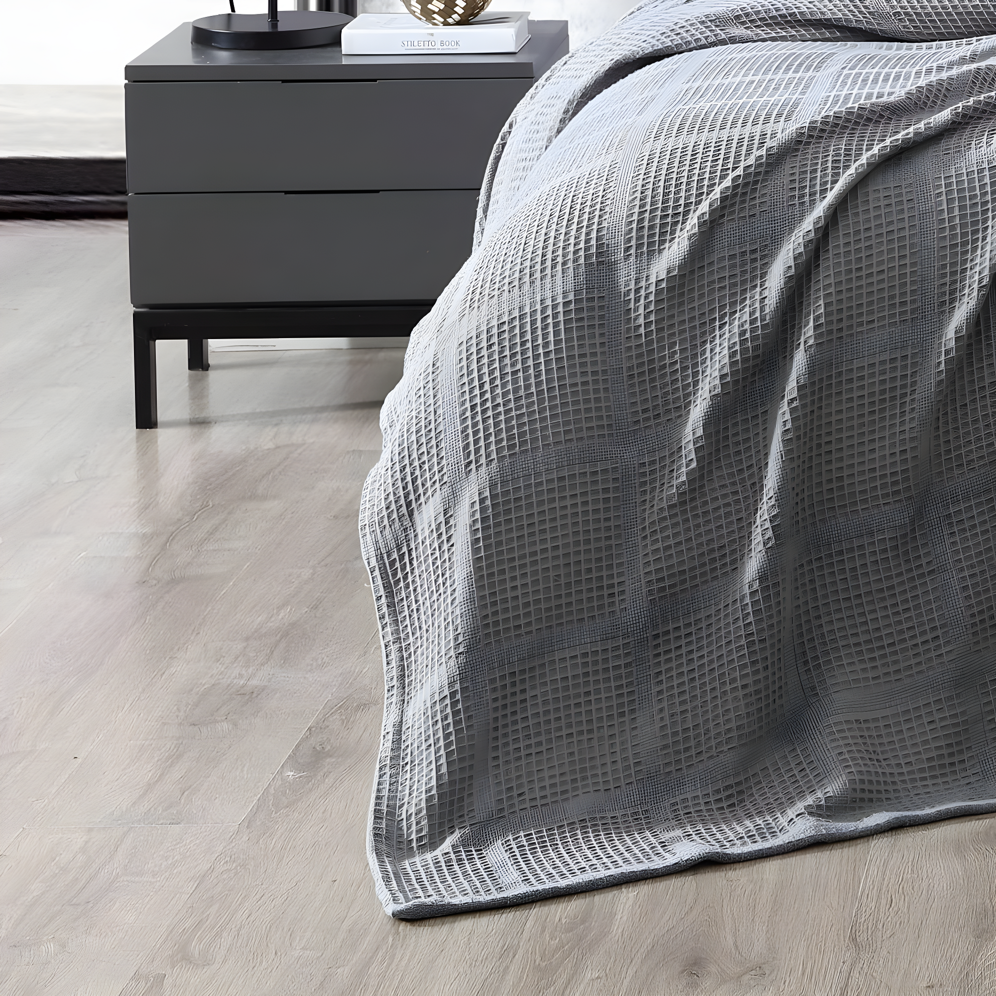 Kenneth Cole Kenneth Cole Waffle Grid Solid Cotton Blanket