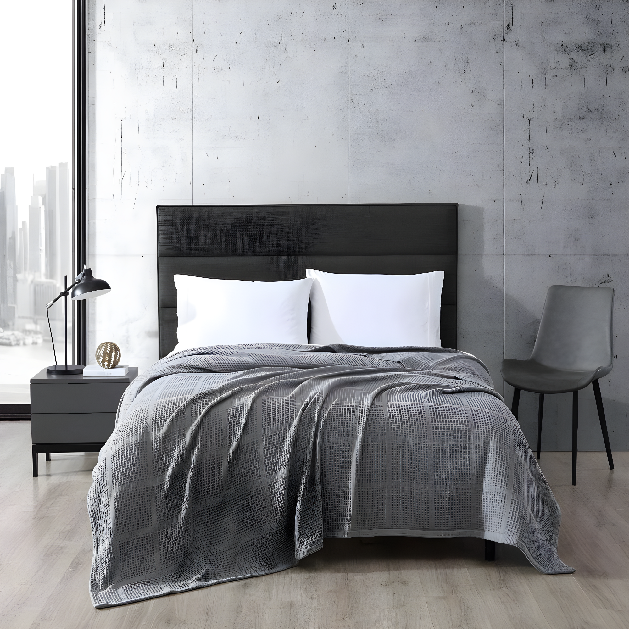 Kenneth Cole Kenneth Cole Waffle Grid Solid Cotton Blanket