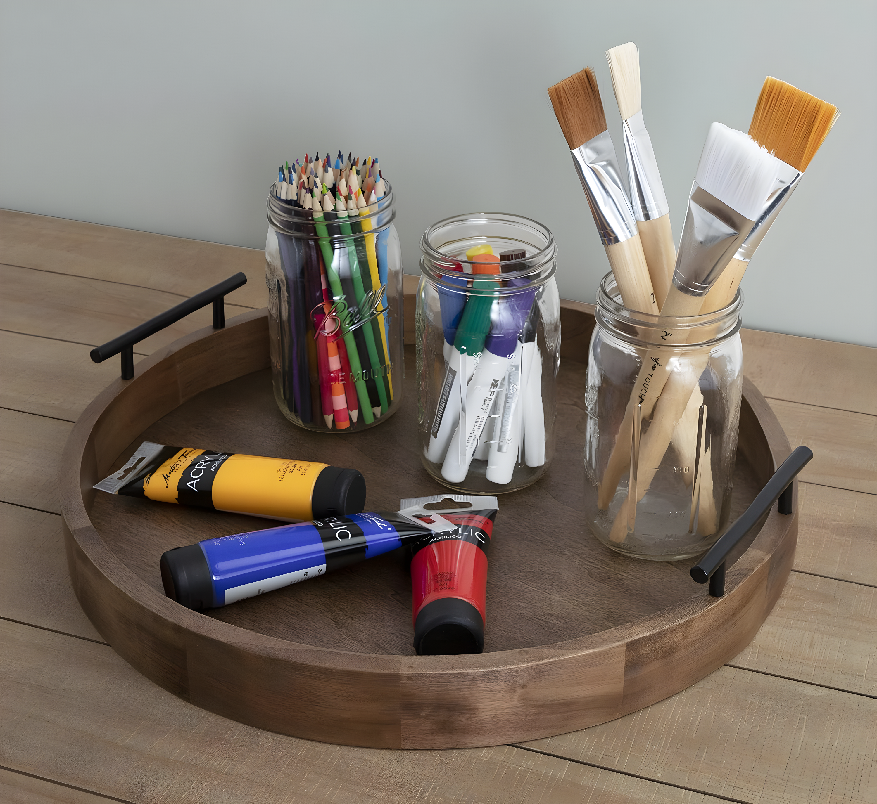Kate and Laurel Lipton Tray, 18" Diameter, Natural