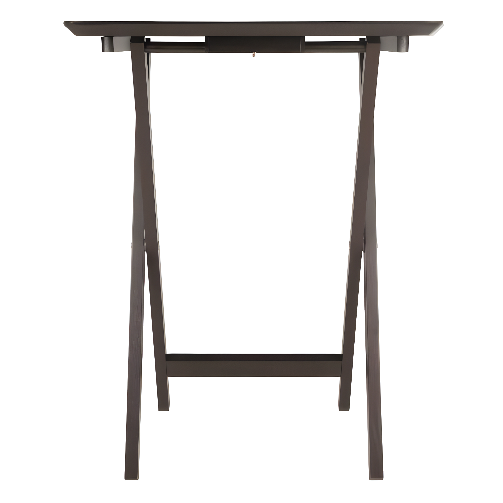 5pc Anila Fan Shape Snack Table Coffee - Winsome: Solid Wood Folding Tables, Beveled Edges, Storage Rack