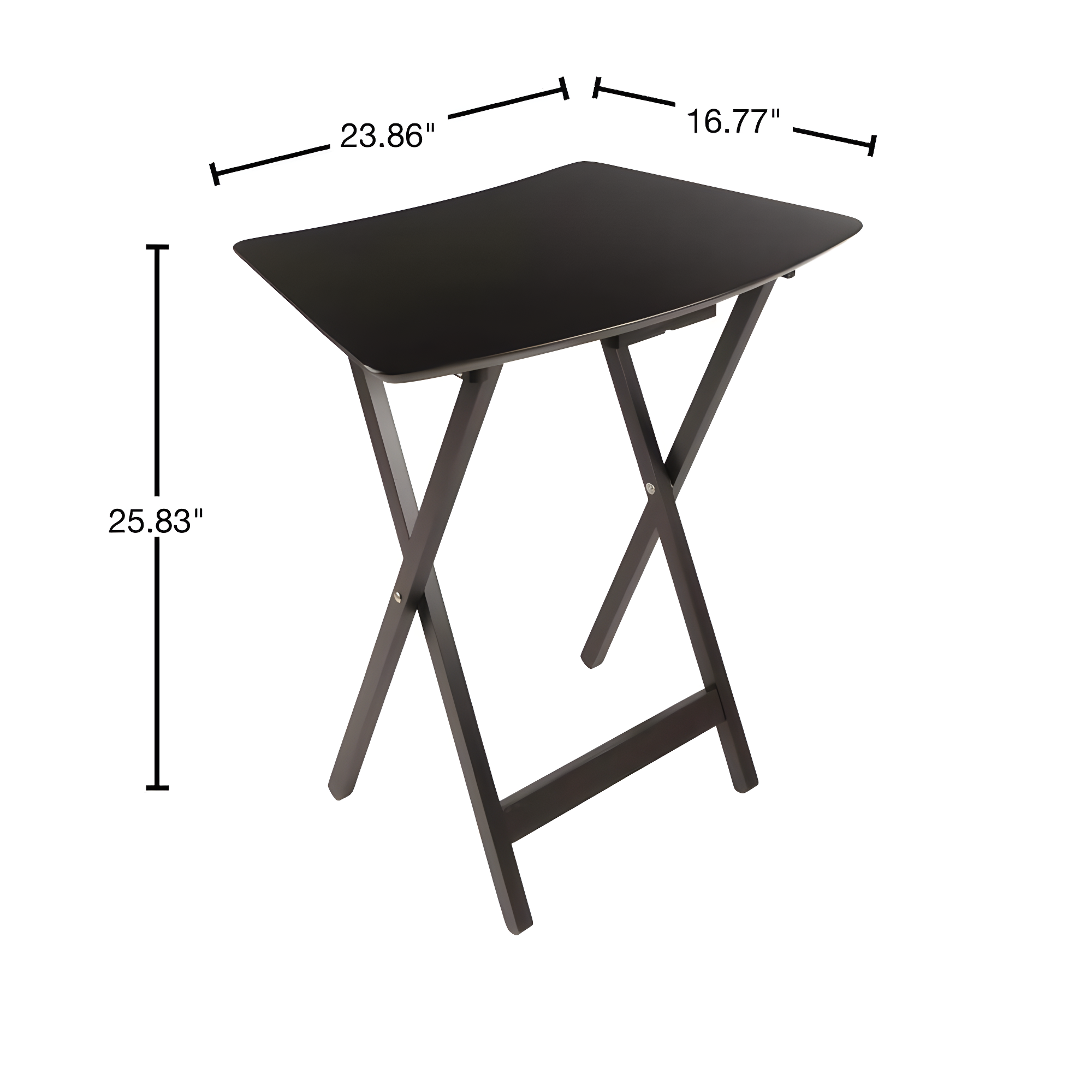 5pc Anila Fan Shape Snack Table Coffee - Winsome: Solid Wood Folding Tables, Beveled Edges, Storage Rack