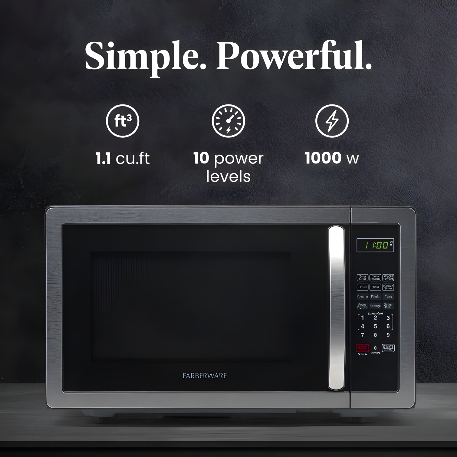 Farberware Farberware Classic Countertop Microwave Oven, 1.1 Cubic Feet cu. ft., 1000 watts, with Child Lock