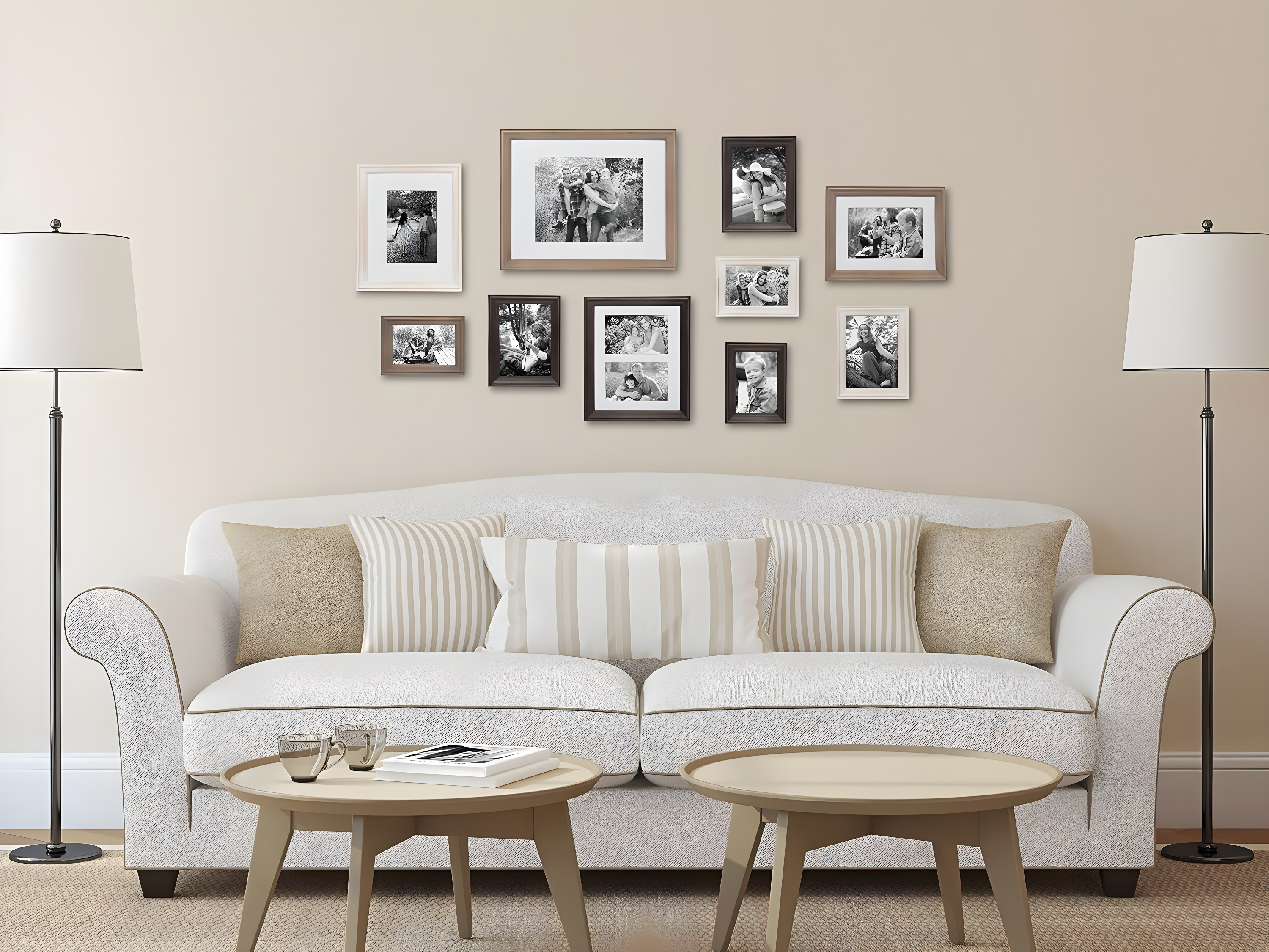 10pc Bordeaux Frame Box Set White/Black/Natural Wood - Kate and Laurel: Wall Gallery Kit, Multi-Size Display