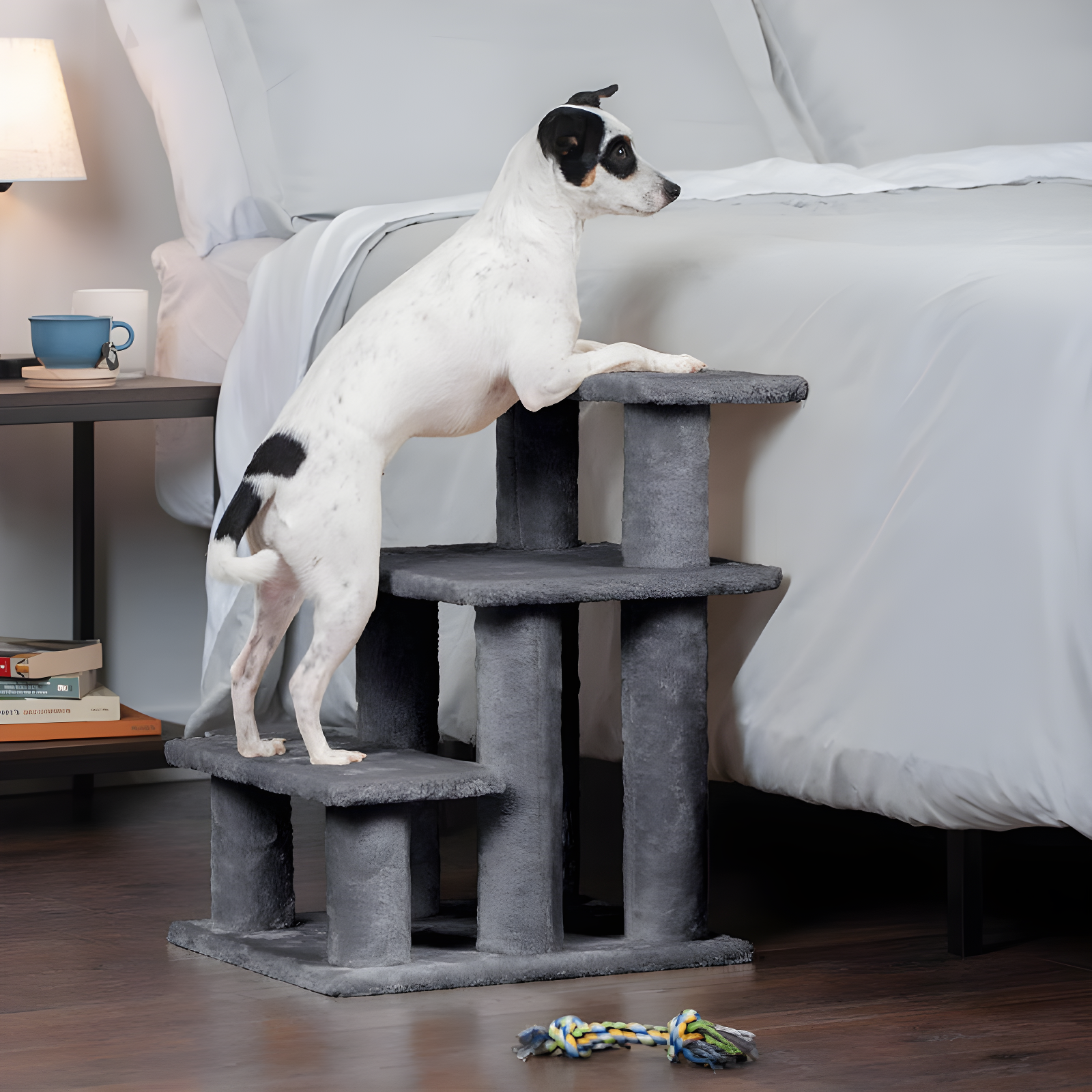 Multi-Step Pet Stairs For High Beds And Sofas,Gray, 3-Step