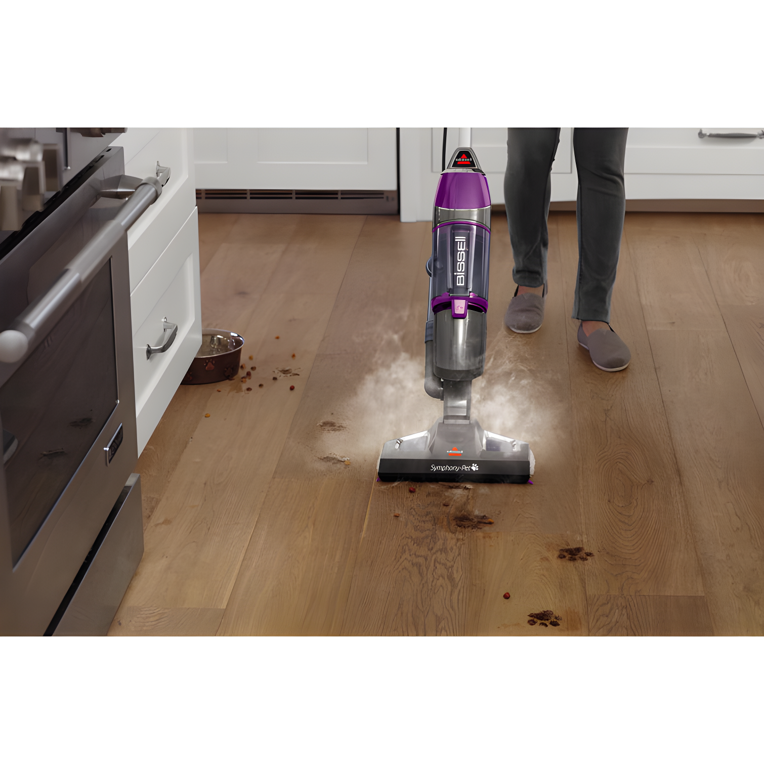 BISSELL Symphony Pet Steam Mop and Steam Vacuum Cleaner for Hardwood and Tile Floors, with Microfiber Mop Pads, 1543A,Purple