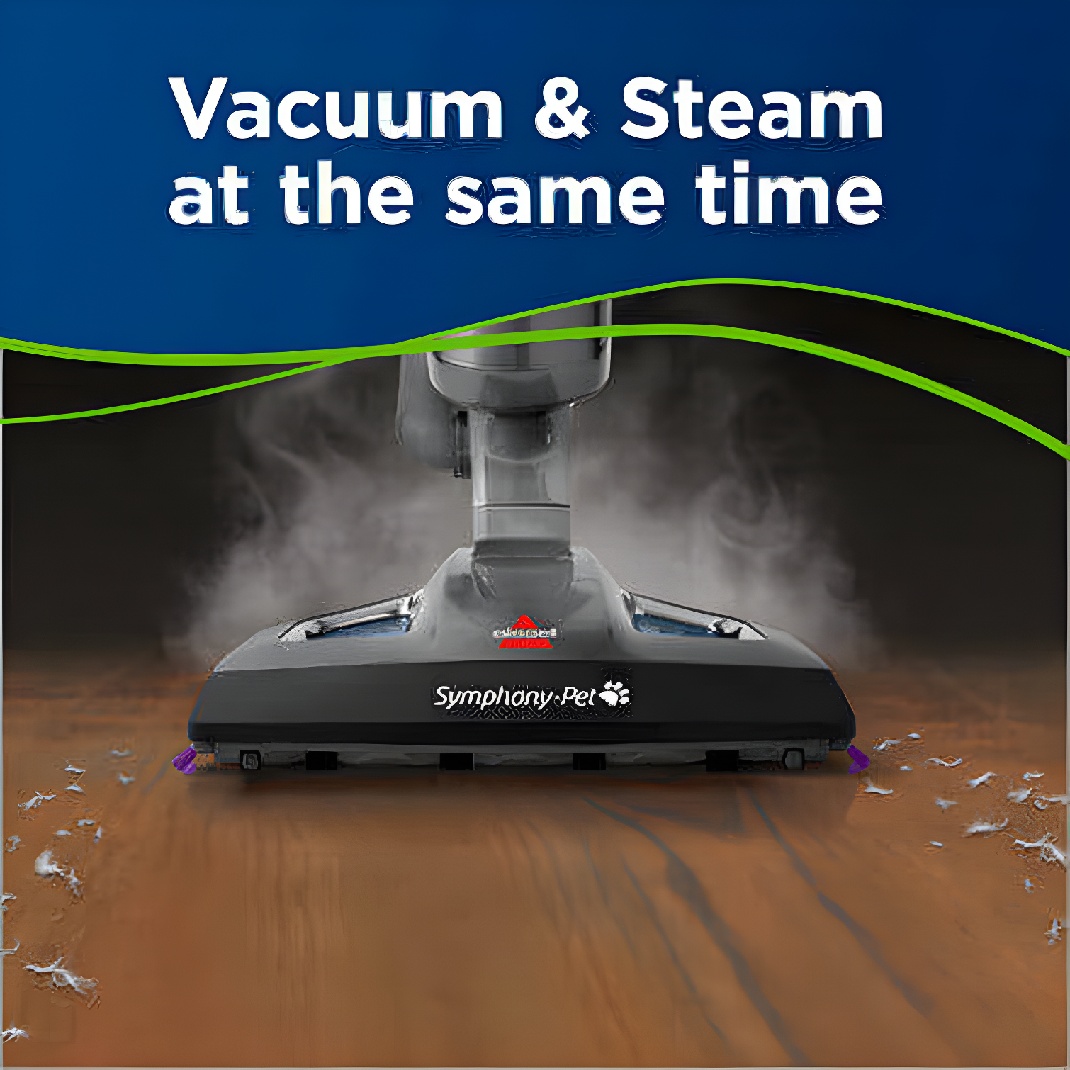 BISSELL Symphony Pet Steam Mop and Steam Vacuum Cleaner for Hardwood and Tile Floors, with Microfiber Mop Pads, 1543A,Purple