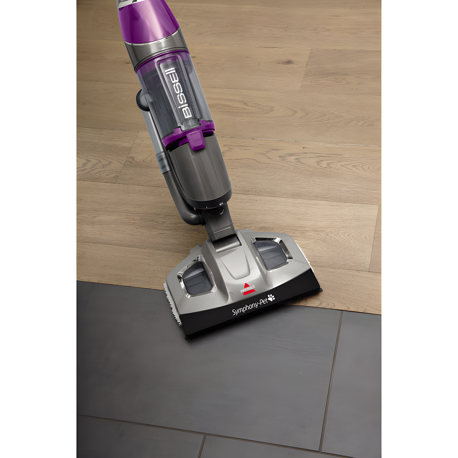 BISSELL Symphony Pet Steam Mop and Steam Vacuum Cleaner for Hardwood and Tile Floors, with Microfiber Mop Pads, 1543A,Purple